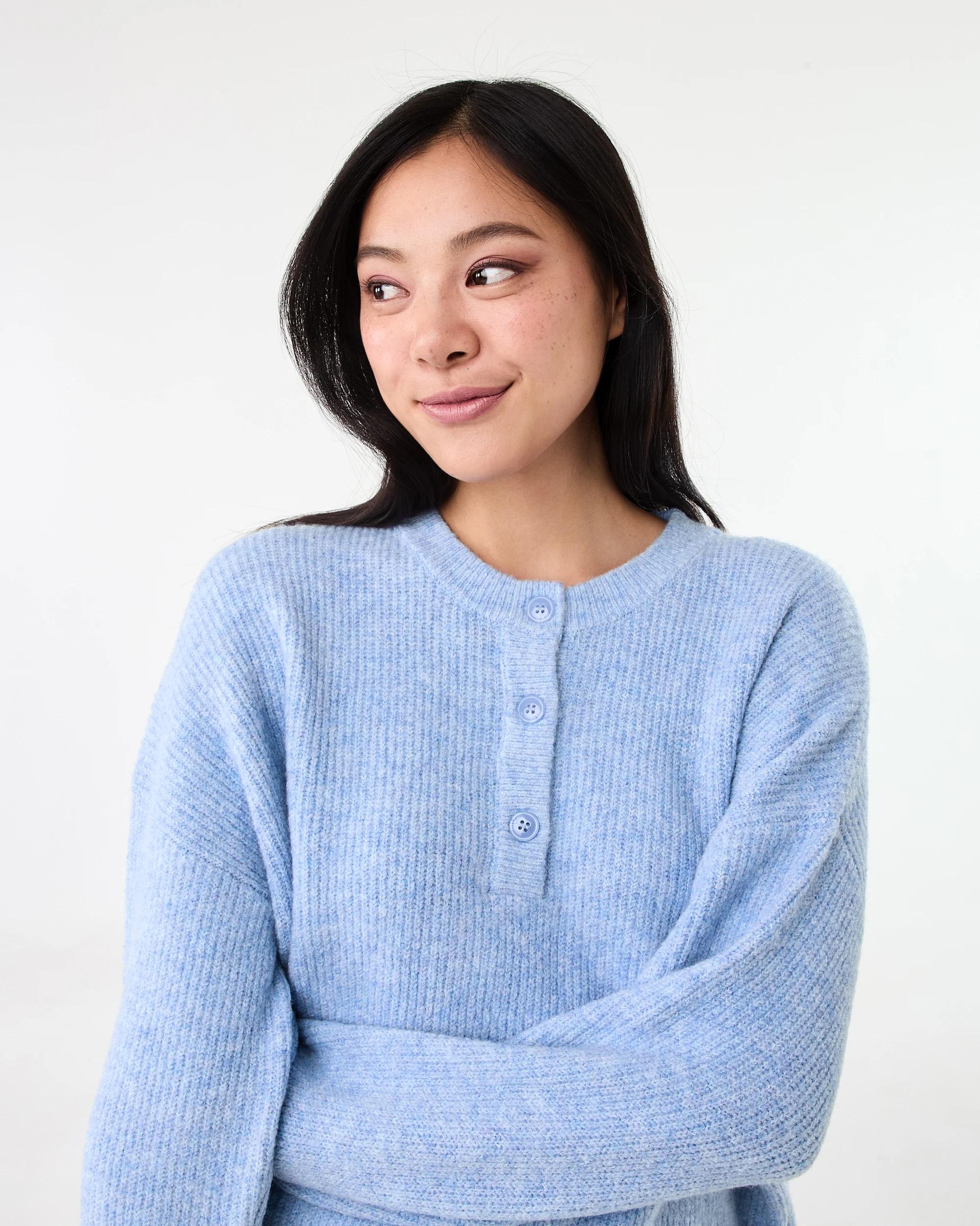 4 Quarter Button Jumper Chmbr Blue, 4 of 6