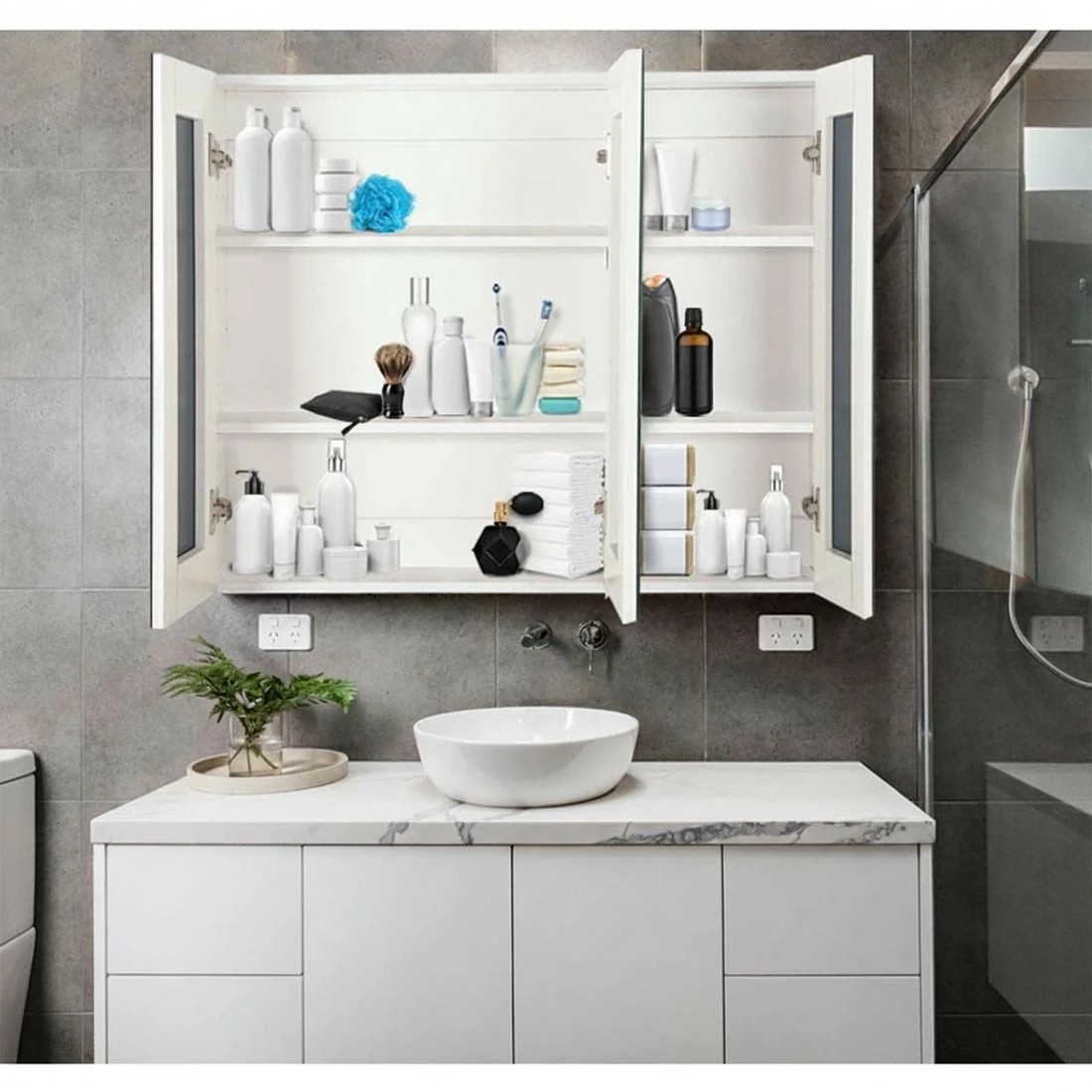3 Cefito Bathroom Shaving Cabinet Mirror Vanity Medicine Wall Storage 900mmx720mm - White, 3 of 6