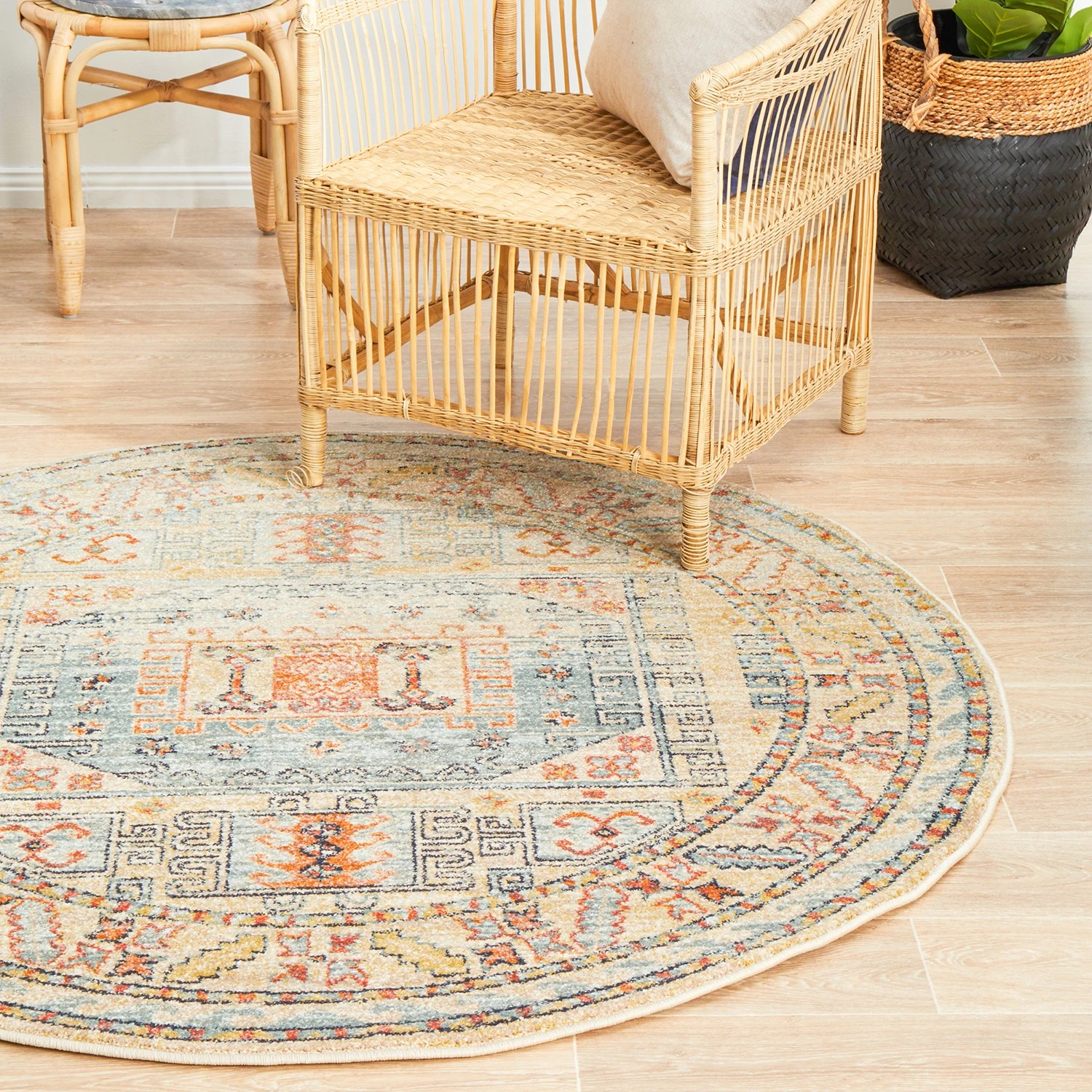 4 Common Ground Rugs Eterna 859 200x200cm - Medium Round Power Loomed Pet Friendly Rug - Beige, 4 of 9