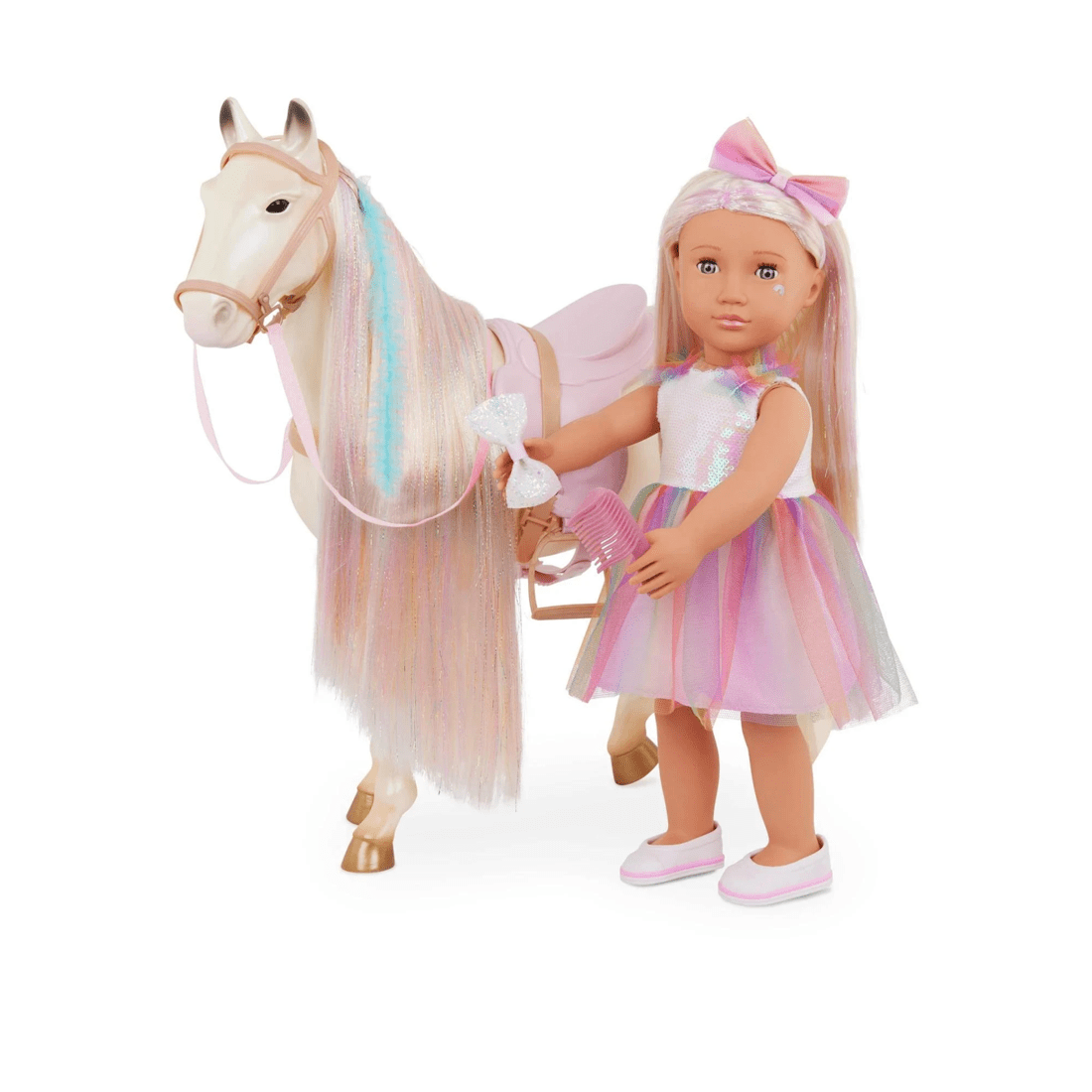3 Our Generation Enchanting Horse 20-inch Toy Horse with Ultra-Long Rainbow Hair - Multi, 3 of 9