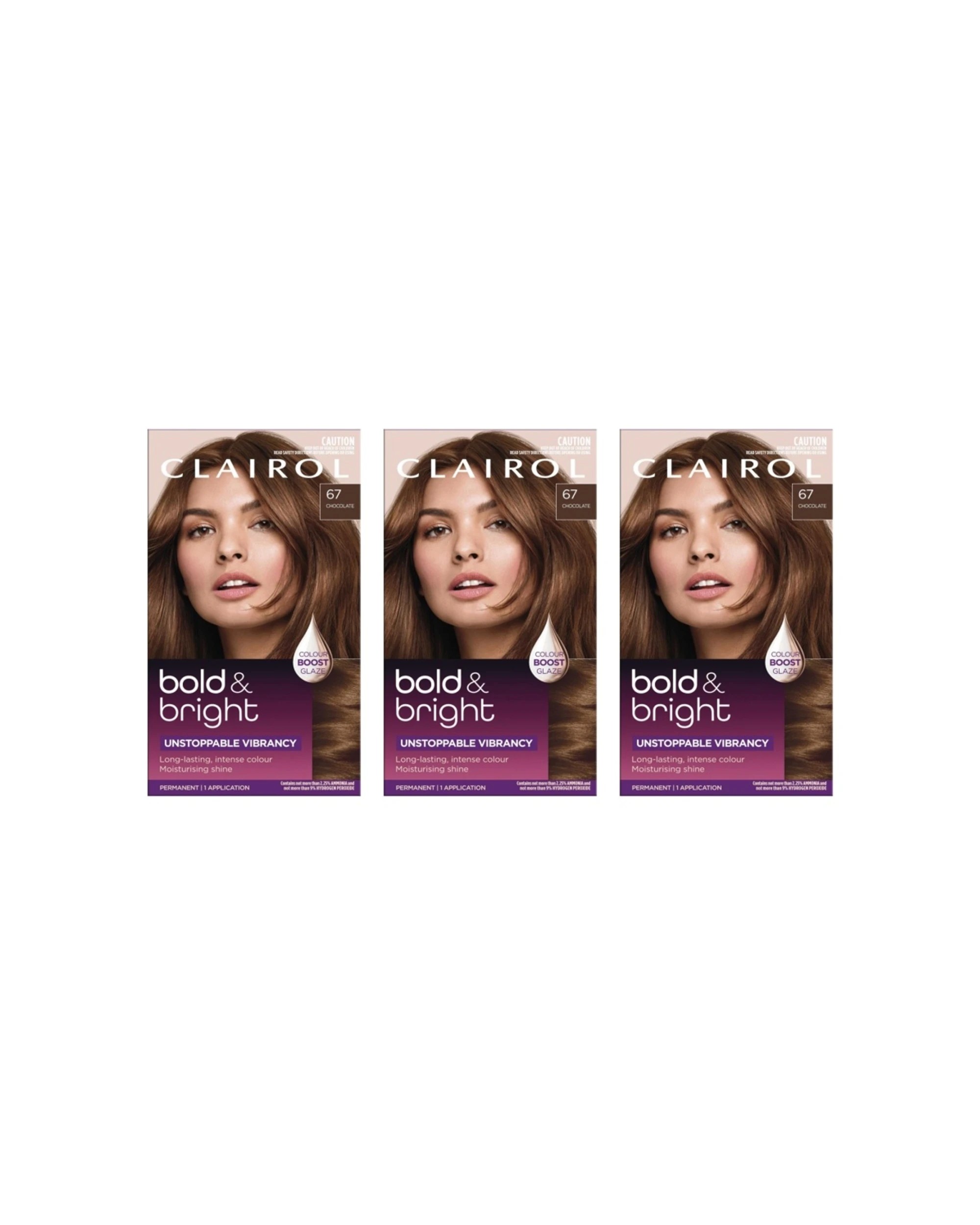1 Clairol 3pk Permanent Hair Colour 1 Application Bold And Bright 67 Chocolate - Brown, 1 of 4