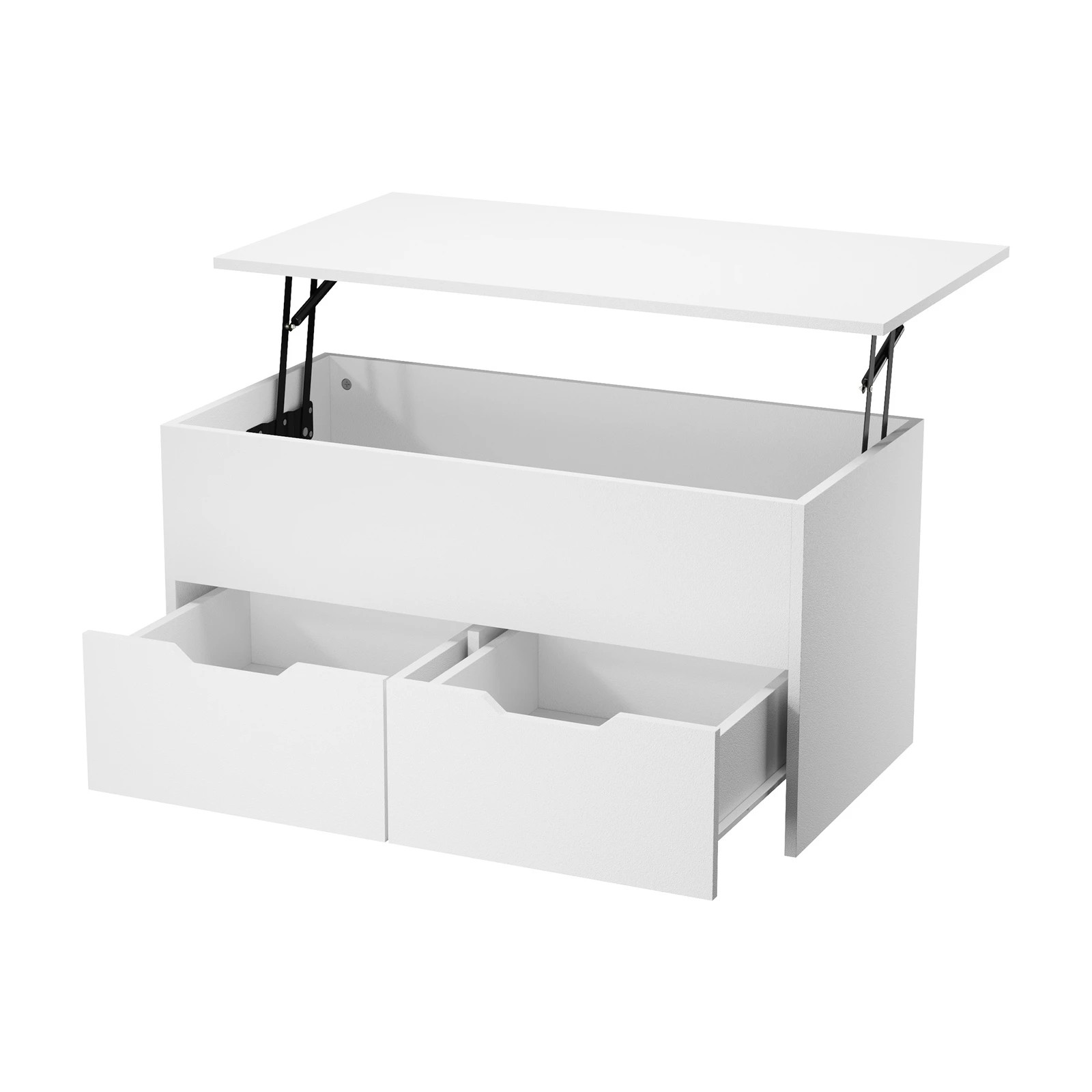 6 Oikiture Coffee Table Lift Up Top With Drawers Hidden Book Storage White - White, 6 of 7