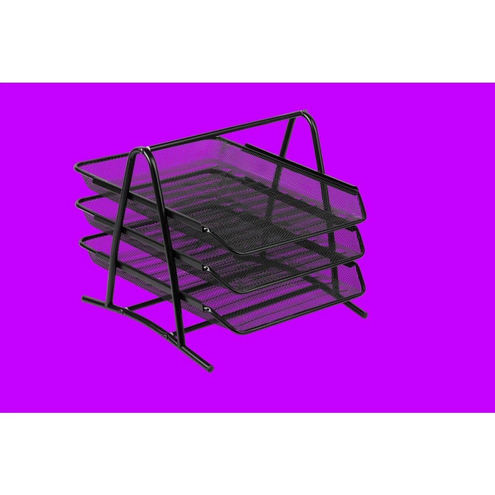 2 J.Burrows Mesh Document Tray 3 Tier Black, 2 of 2
