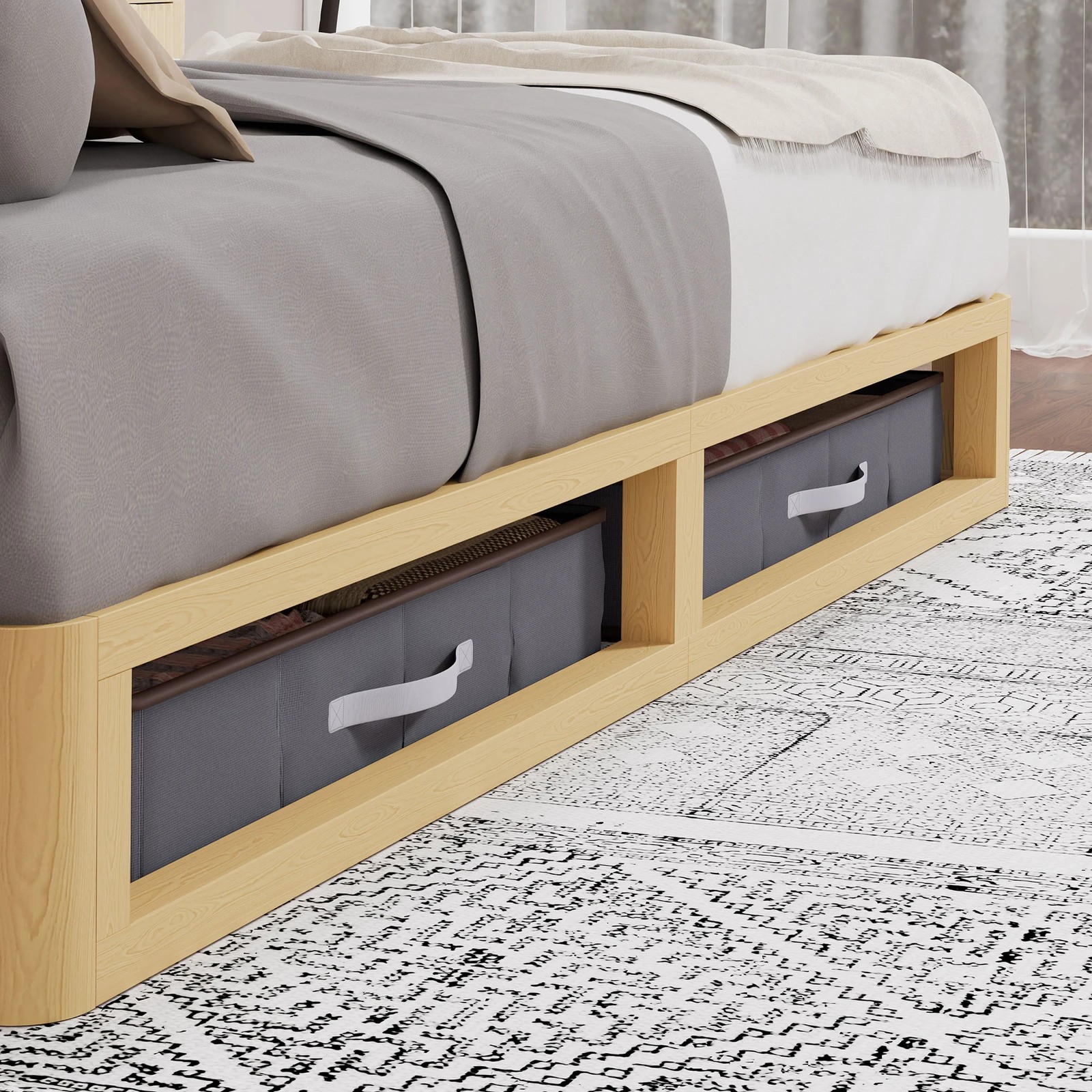 6 Alfordson Bed Frame Wooden Timber King Size Mattress Base Platform Jacob - Natural, 6 of 10