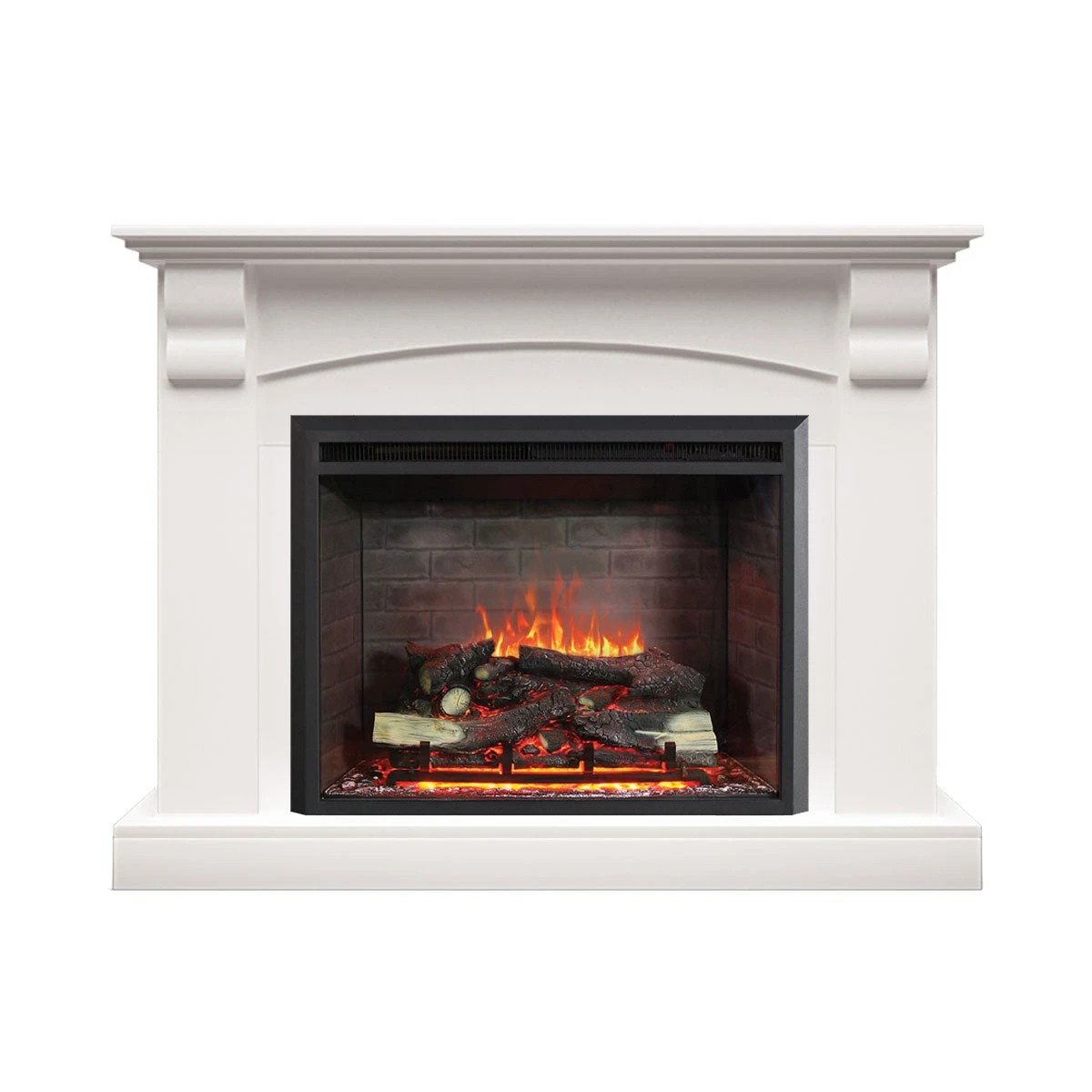 1 Moda Living Ascot Electric Fireplace Heater White Mantel Suite with Primo Insert - White, 1 of 10