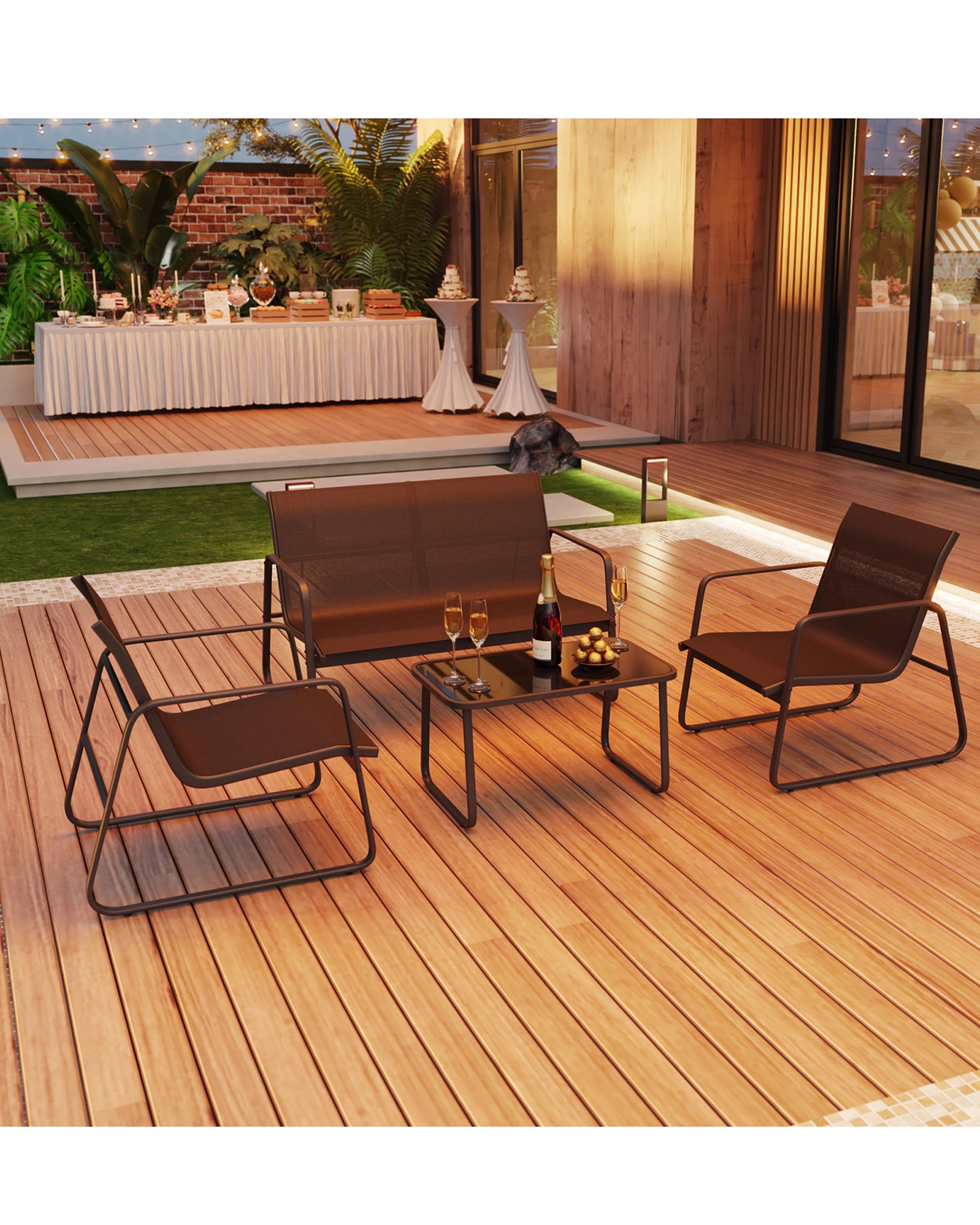 6 Advwin 4 Pieces Patio Furniture Set, 6 of 8