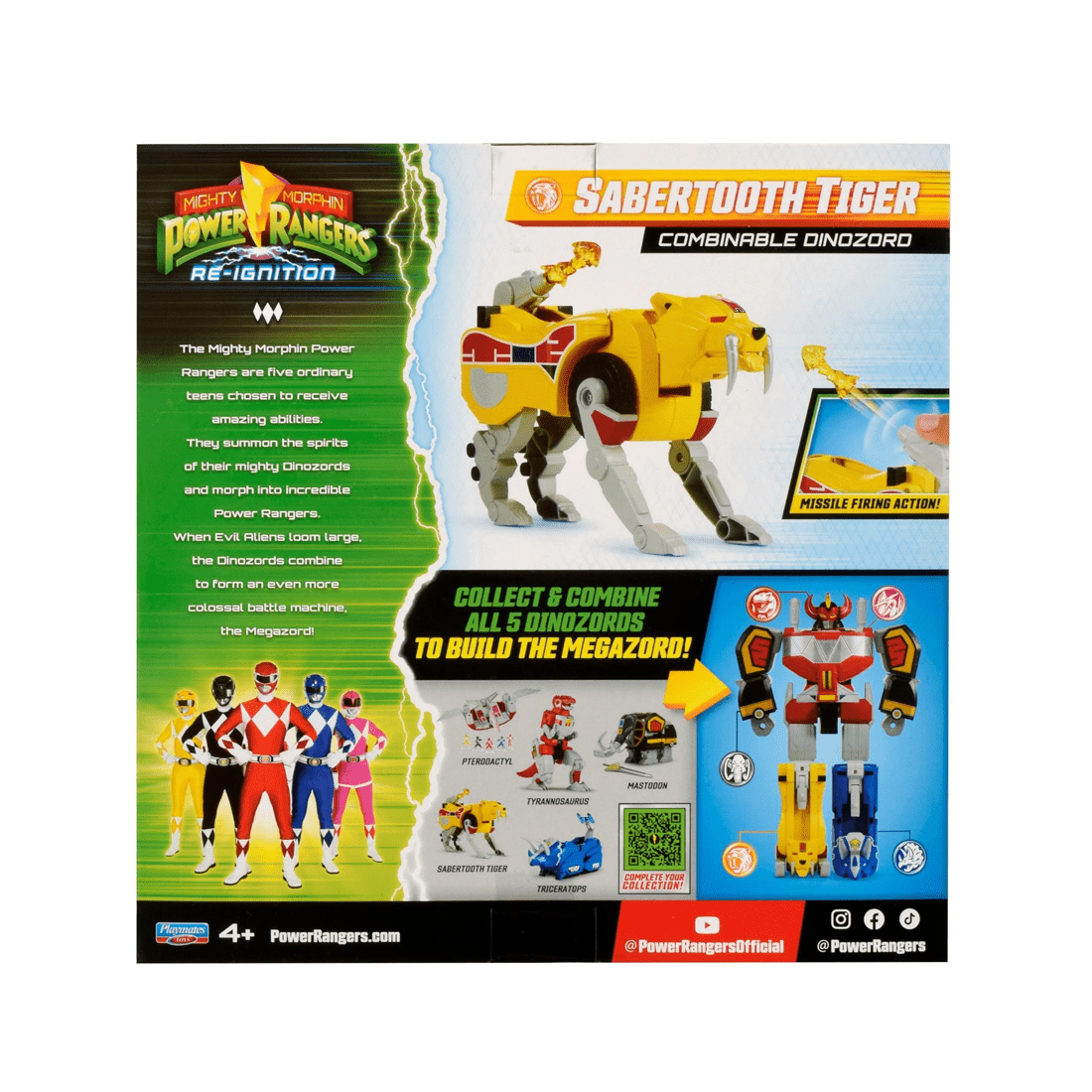 10 Playmates Toys Limited Mighty Morphin Power Rangers Re-Ignition Combinable Dinozord Sabertooth Tiger Toy, 10 of 10
