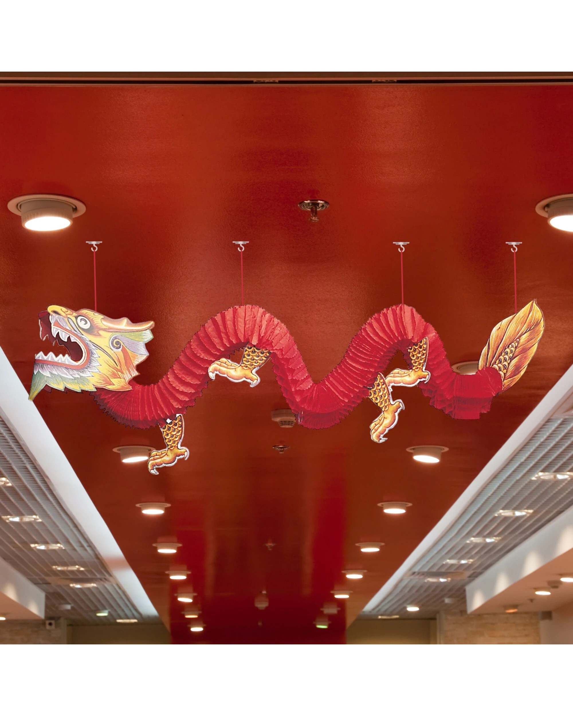 2 Partyrama Chinese Red Dragon Honeycomb Ceiling Decoration, 2 of 2