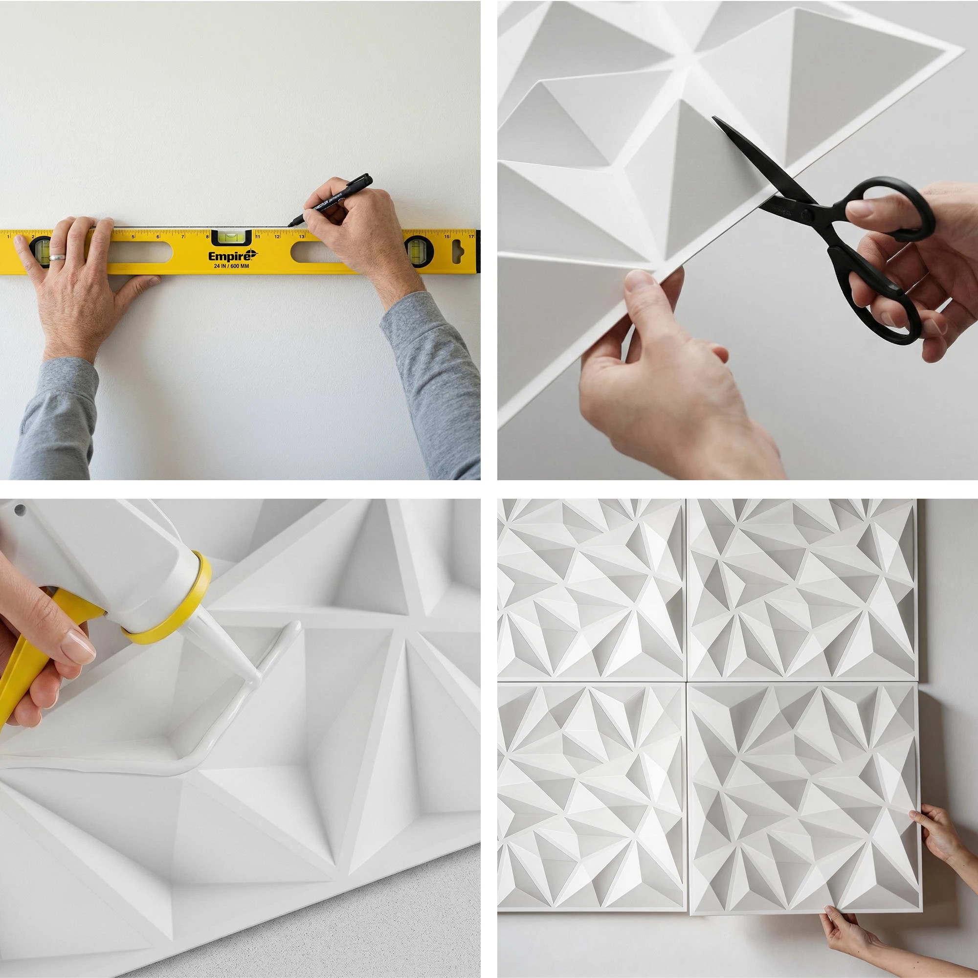 7 Artiss 3D Wall Panels Diamond 15PCS PVC Decorative Panels 50x50cm Feature Wall - White, 7 of 8