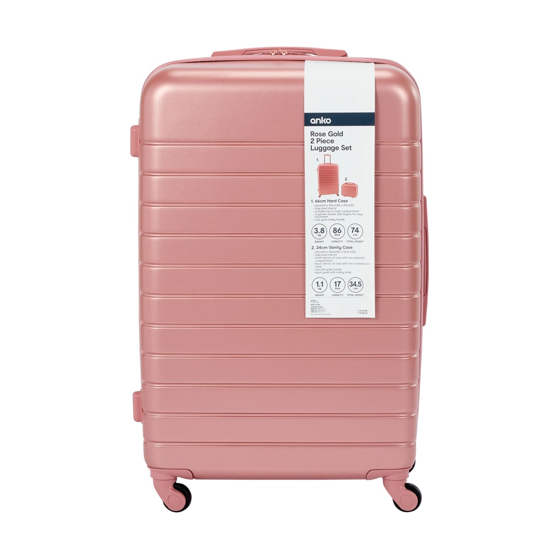 9 2 Piece Luggage Set - Rose Gold, 9 of 9