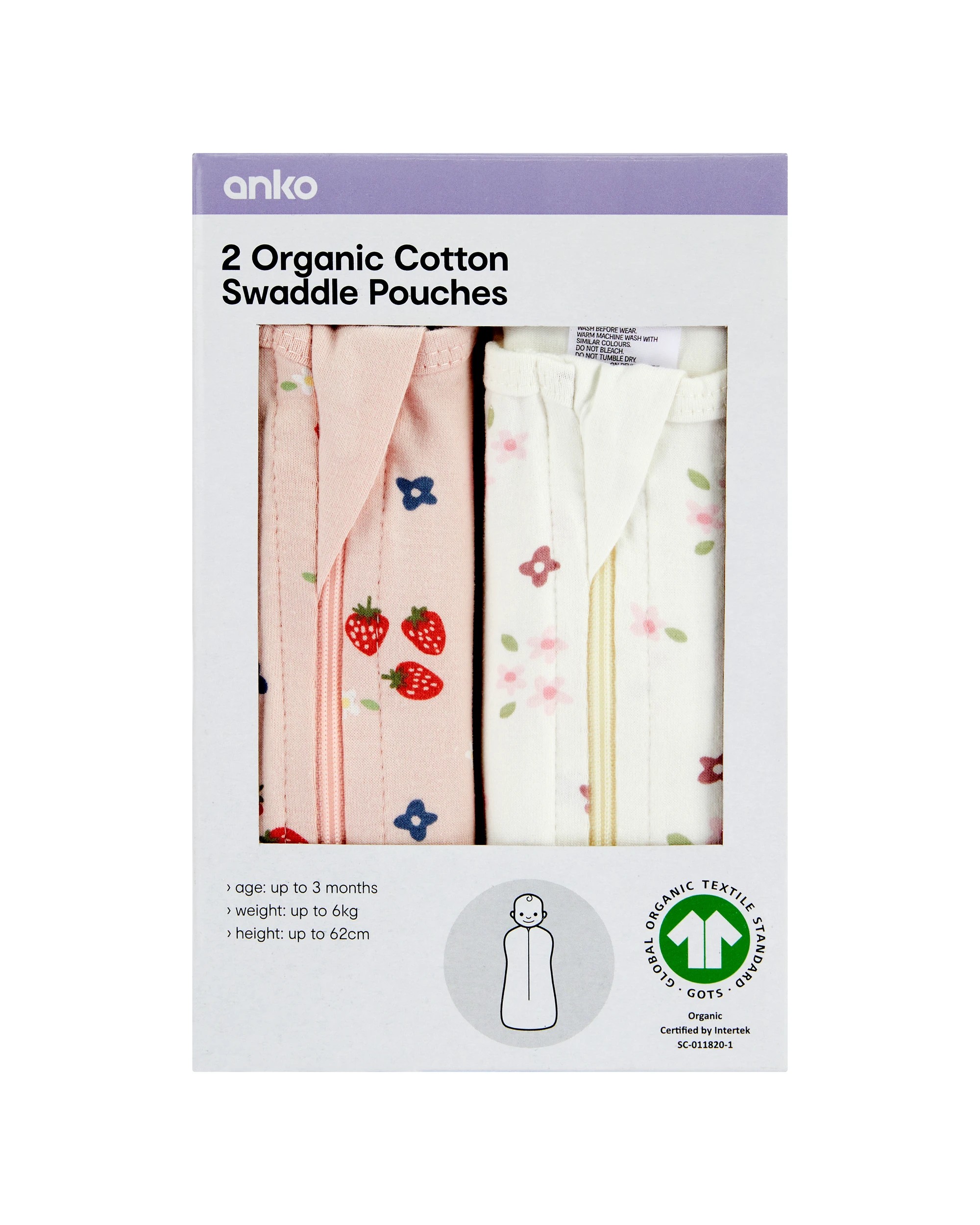 5 2 Pack Organic Cotton Swaddle Pouches, 5 of 5