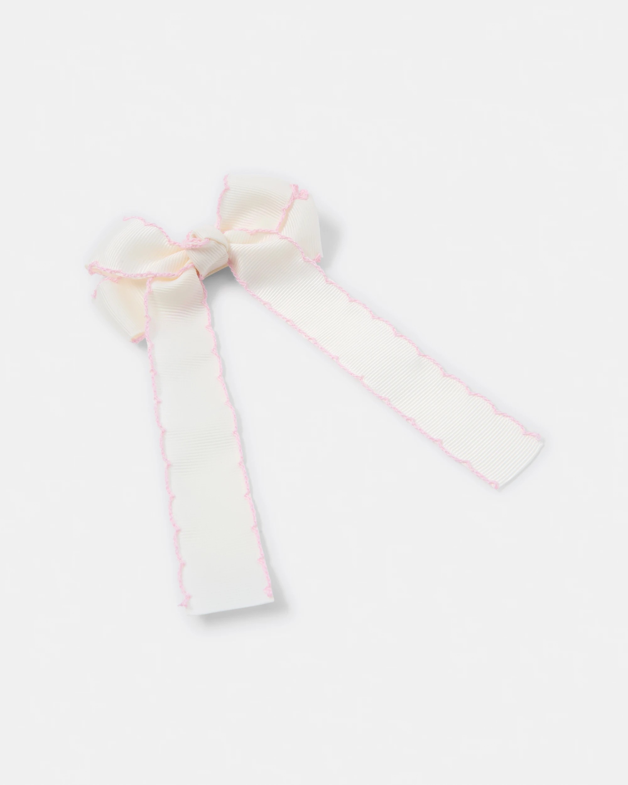 3 Bow Ribbon Trim Hair Clip - White and Pink, 3 of 4