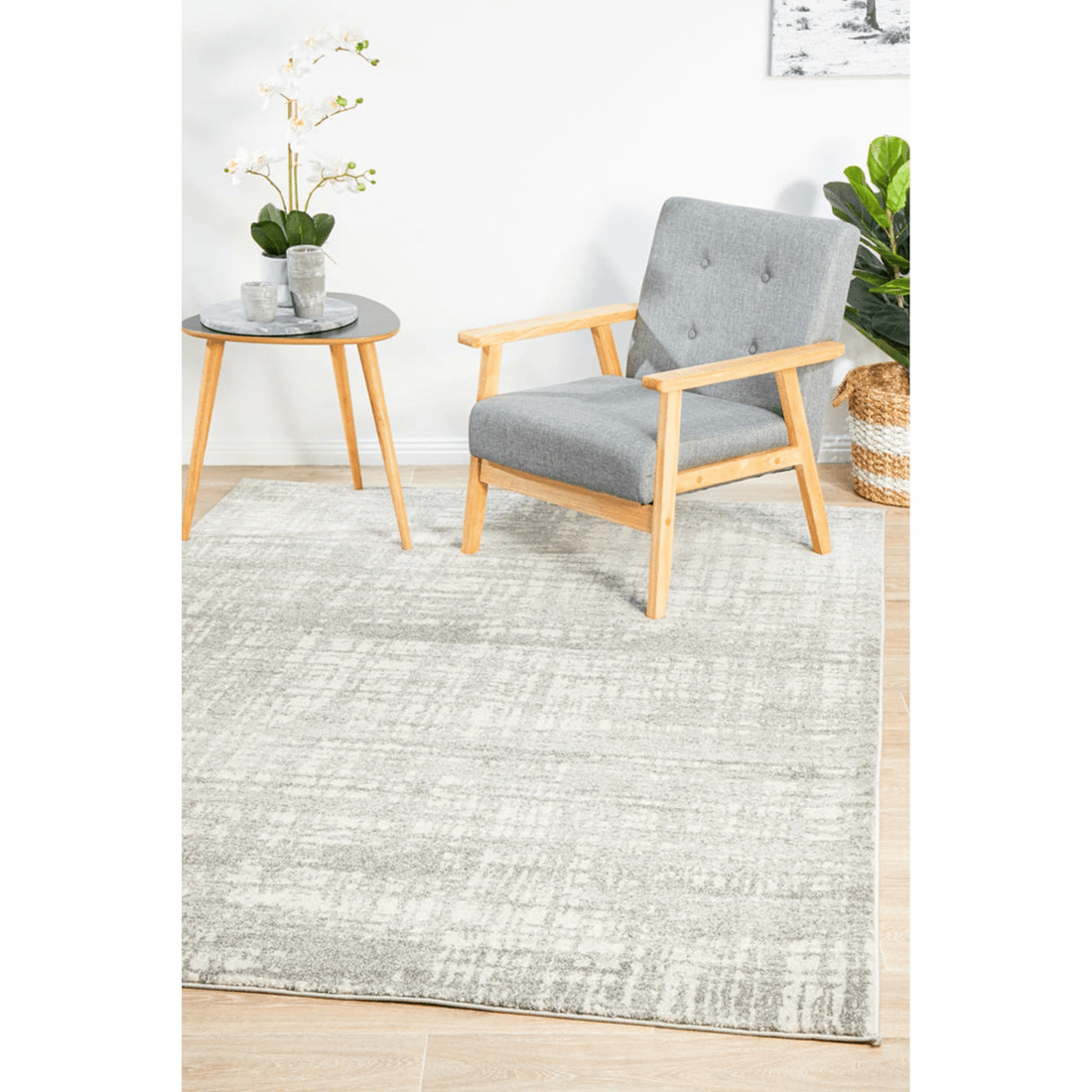 4 Rug Culture Mirage Ashley Abstract Silver Grey Rug, 160 x 230 cm, 10mm Pile, Polypropylene - Silver, 4 of 9