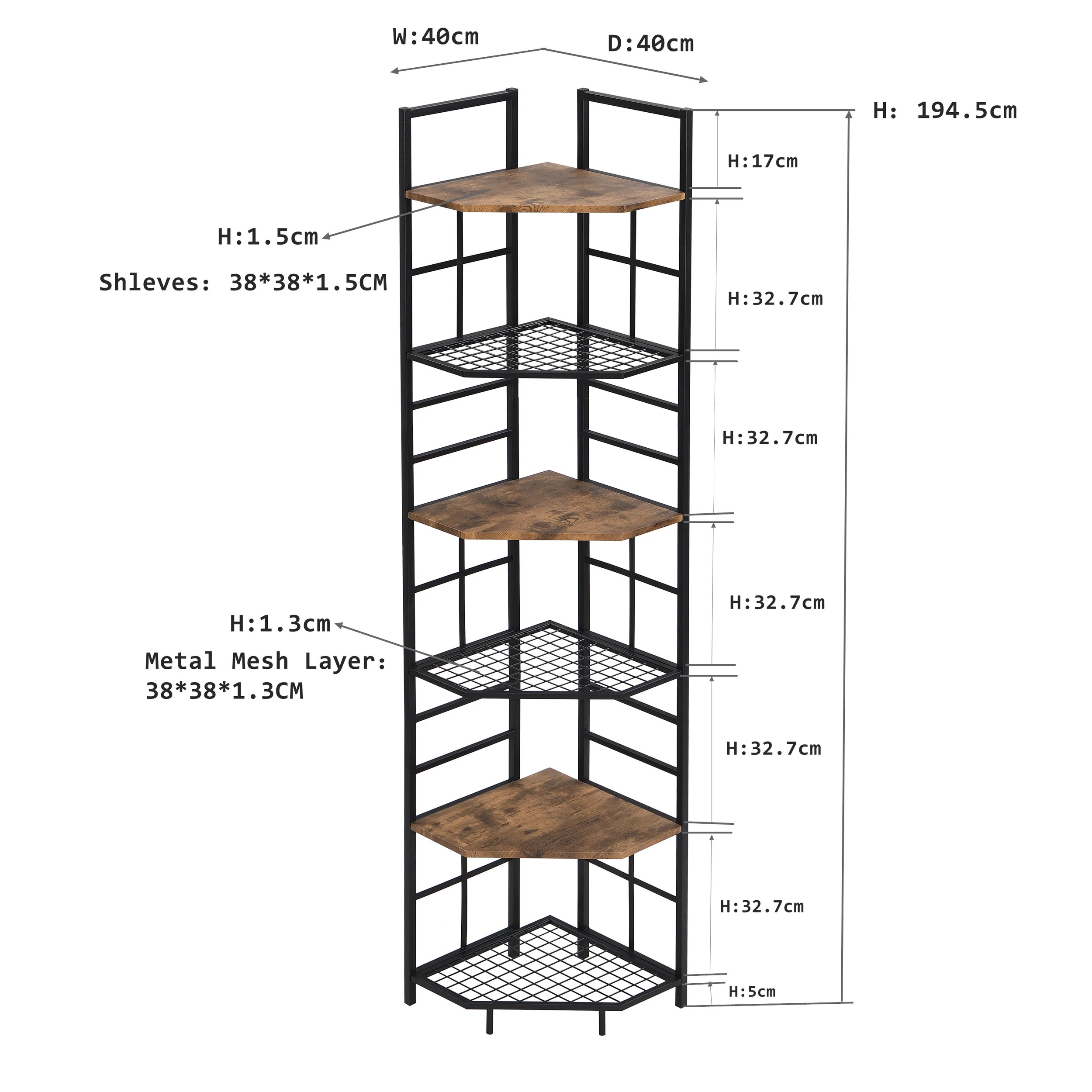 10 IHOMDEC 6-Tier Pentagon Corner Bookshelf - Brown, 10 of 10