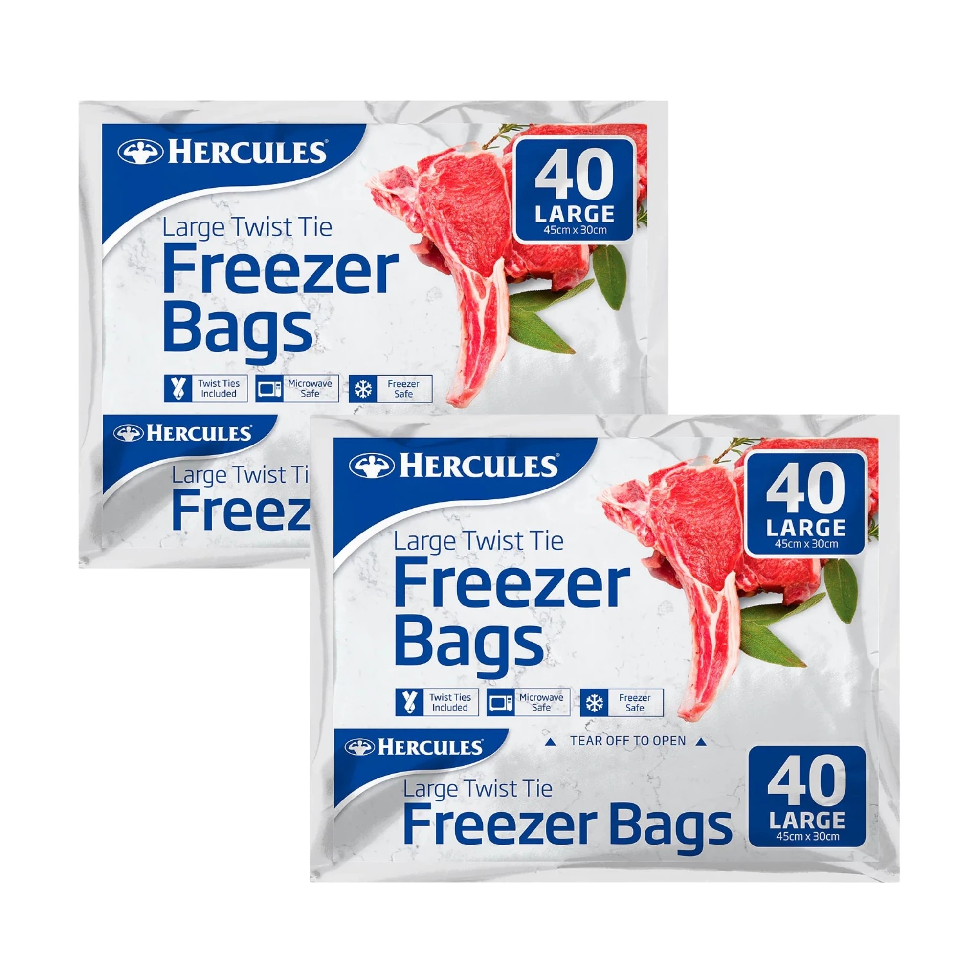 1 Hercules Tear-Off Freezer Bags Large 40pk x2, 1 of 1