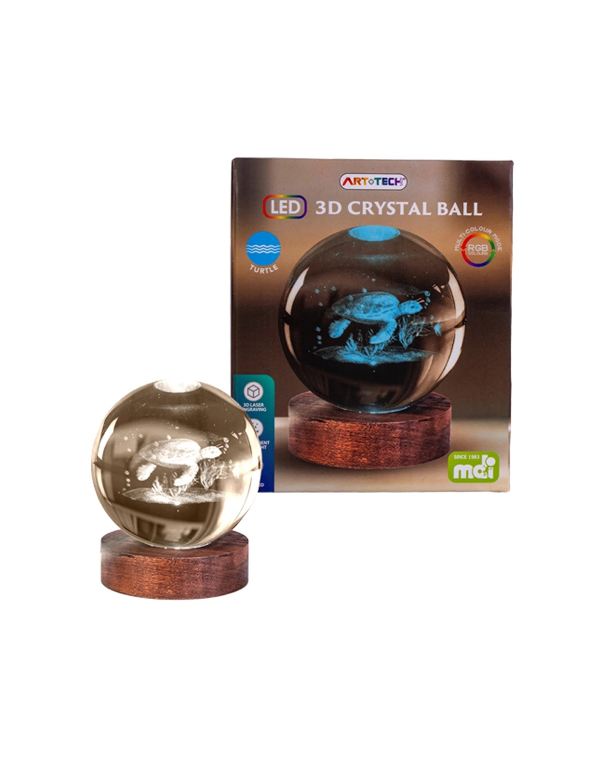 2 Art Tech 3D Crystal Ball Colour Changing Lamp USB Powered Turtle - Clear, 2 of 2