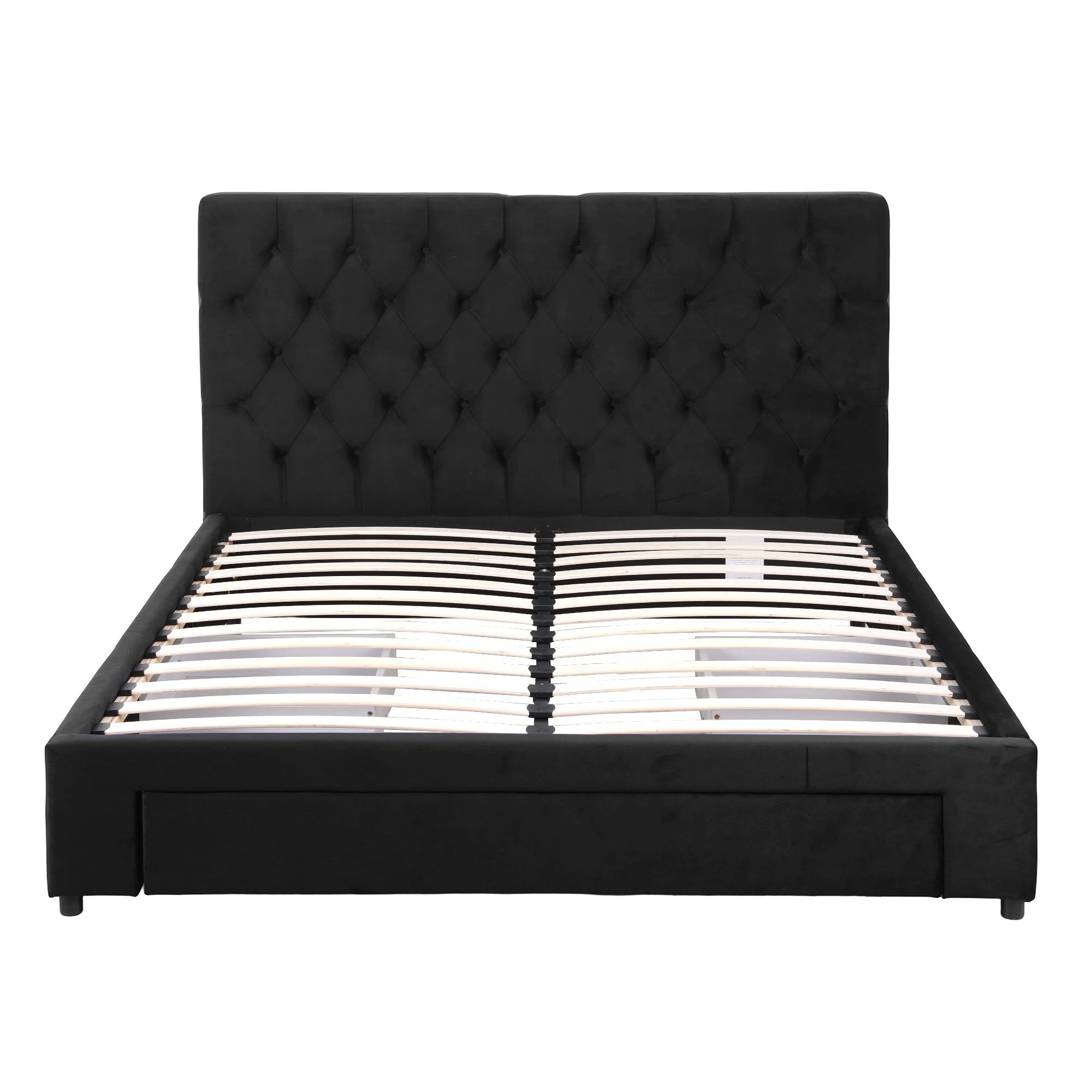 1 Artiss Queen Bed Frame Storage Charging Station Upholste 3 Drawers USB - Black, 1 of 6