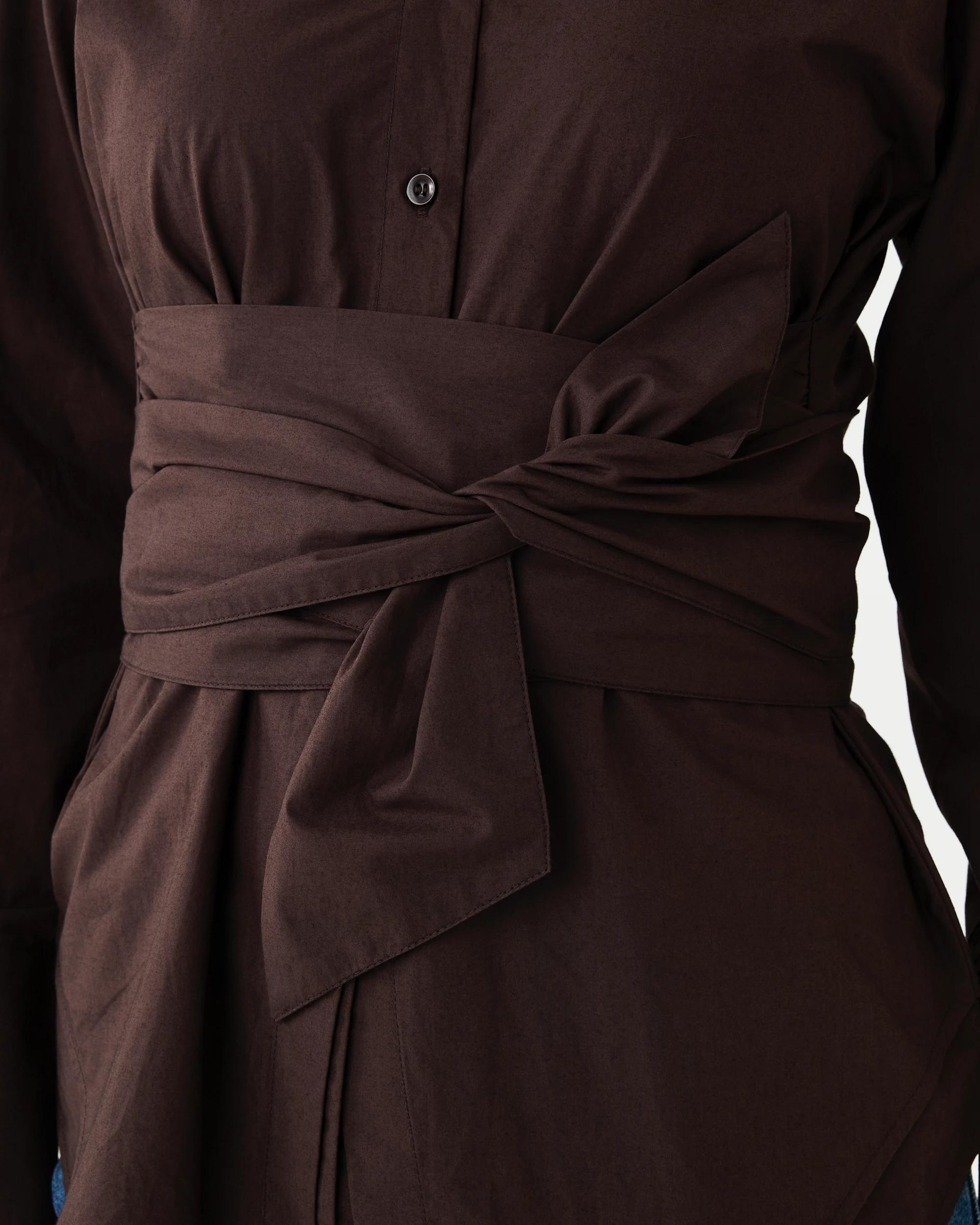 6 Long Sleeve Wrap Waist Shirt Melt Brown, 6 of 8