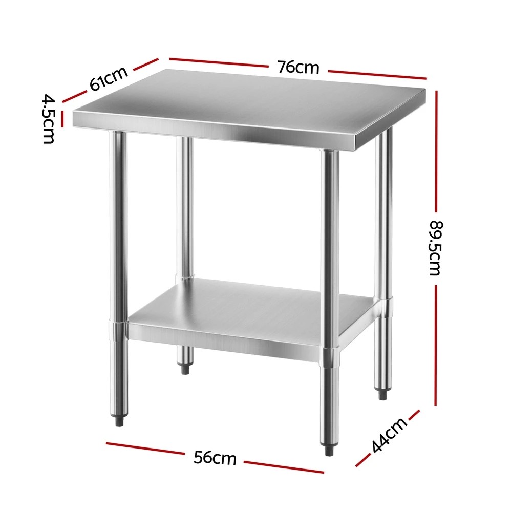 2 Cefito Stainless Steel Kitchen Bench Work Table 610 x760MM 430 - Silver, 2 of 6