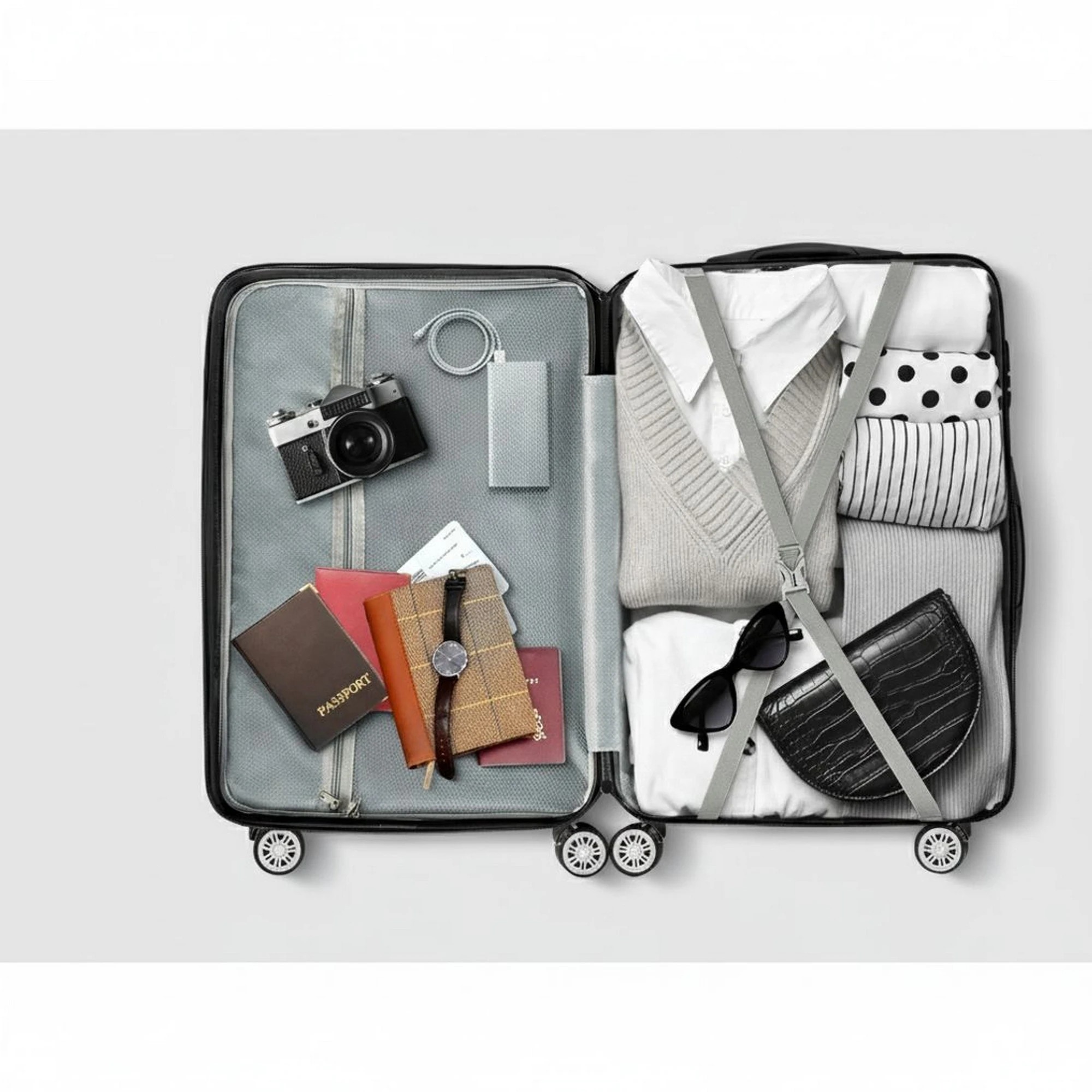 5 Wanderlite 3pc Luggage Trolley Set Suitcase Travel TSA Hard Case Carry On - Black, 5 of 5