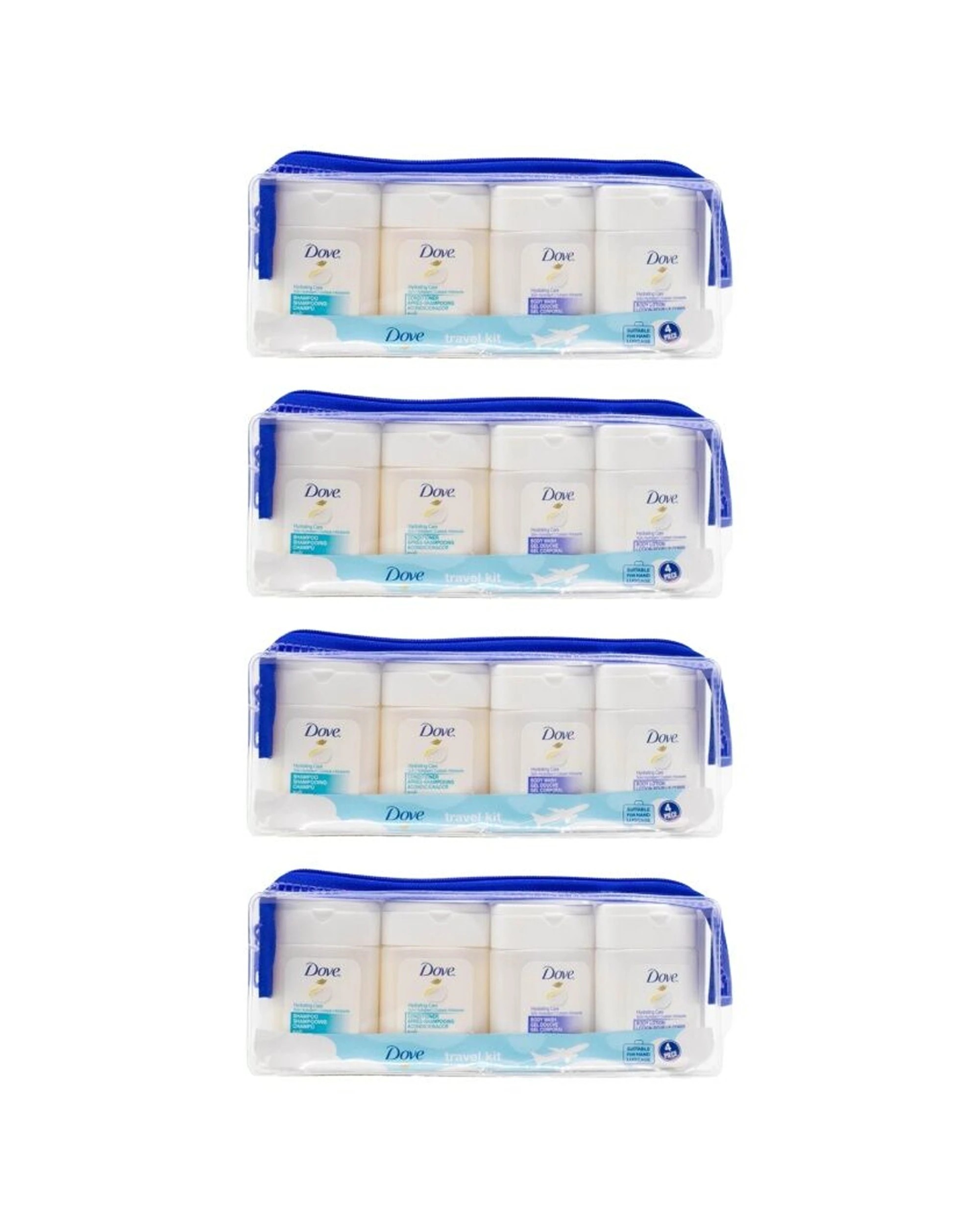 1 Dove 4PK Hydrating Care Travel Kit Shampoo Conditioner Body Wash Lotion 30ml - Multi, 1 of 3
