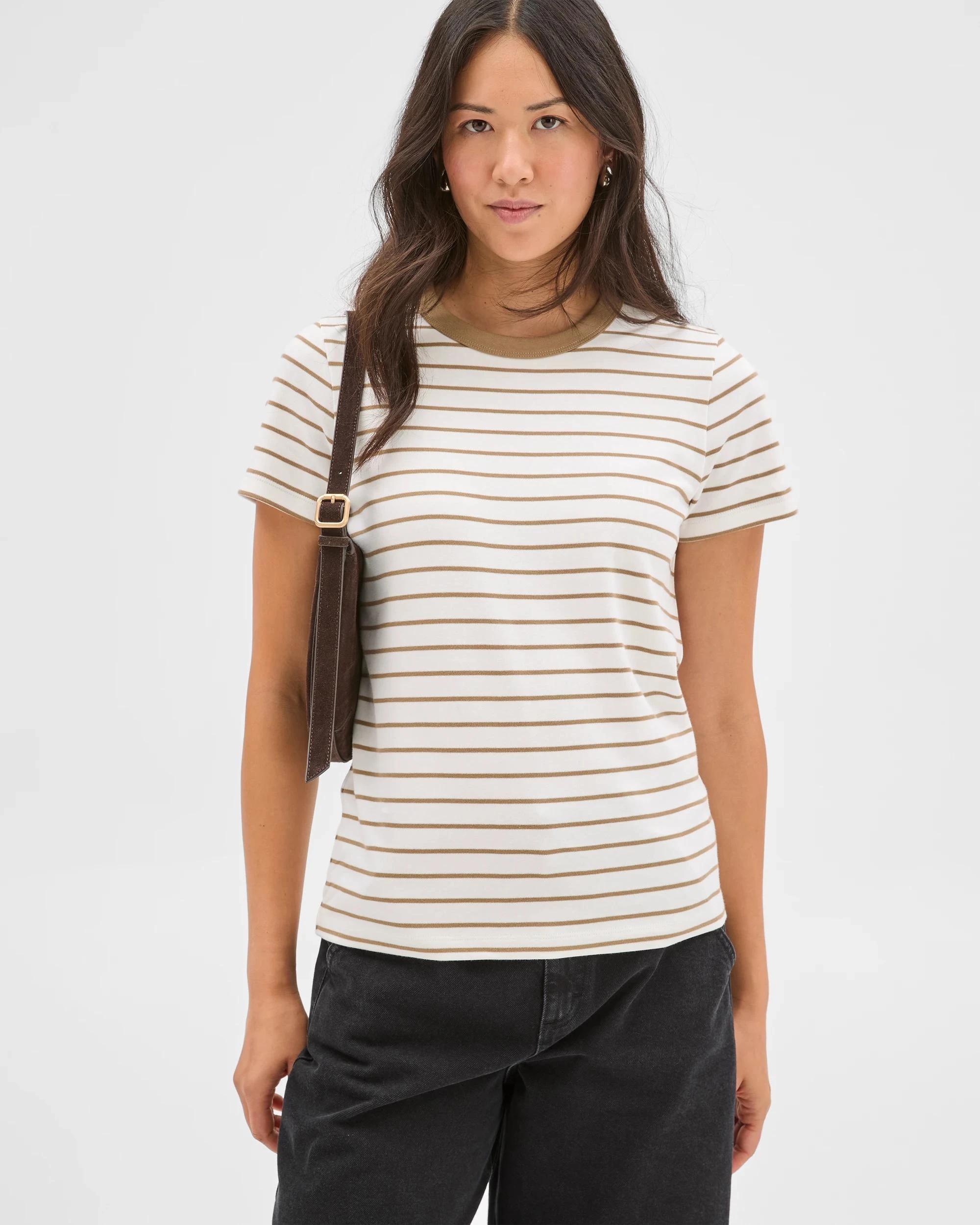 2 Target Woman Australian Cotton Interlock Neat T-Shirt CLOUD DANCER/LEAD GREY, 2 of 7