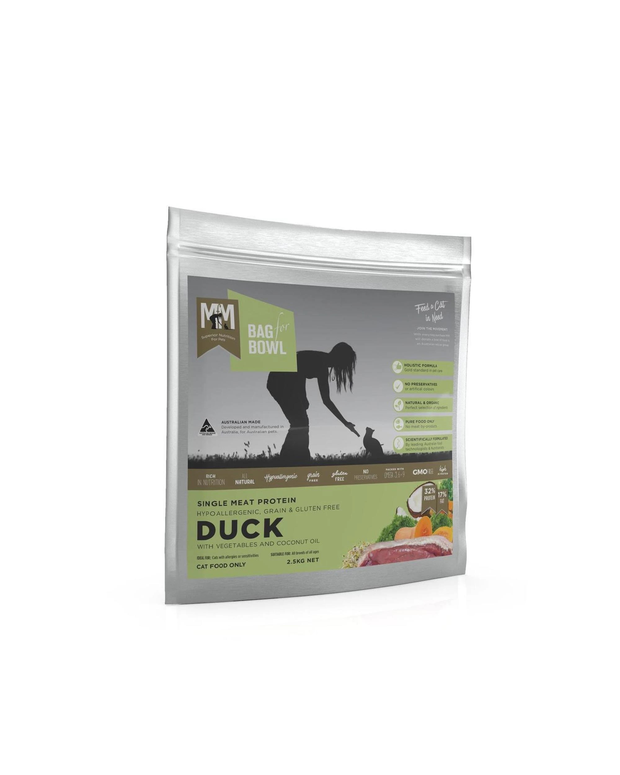 1 MFM Adult Single Meat Protein Dry Cat Food Duck w/ Vegetables 2.5kg, 1 of 2