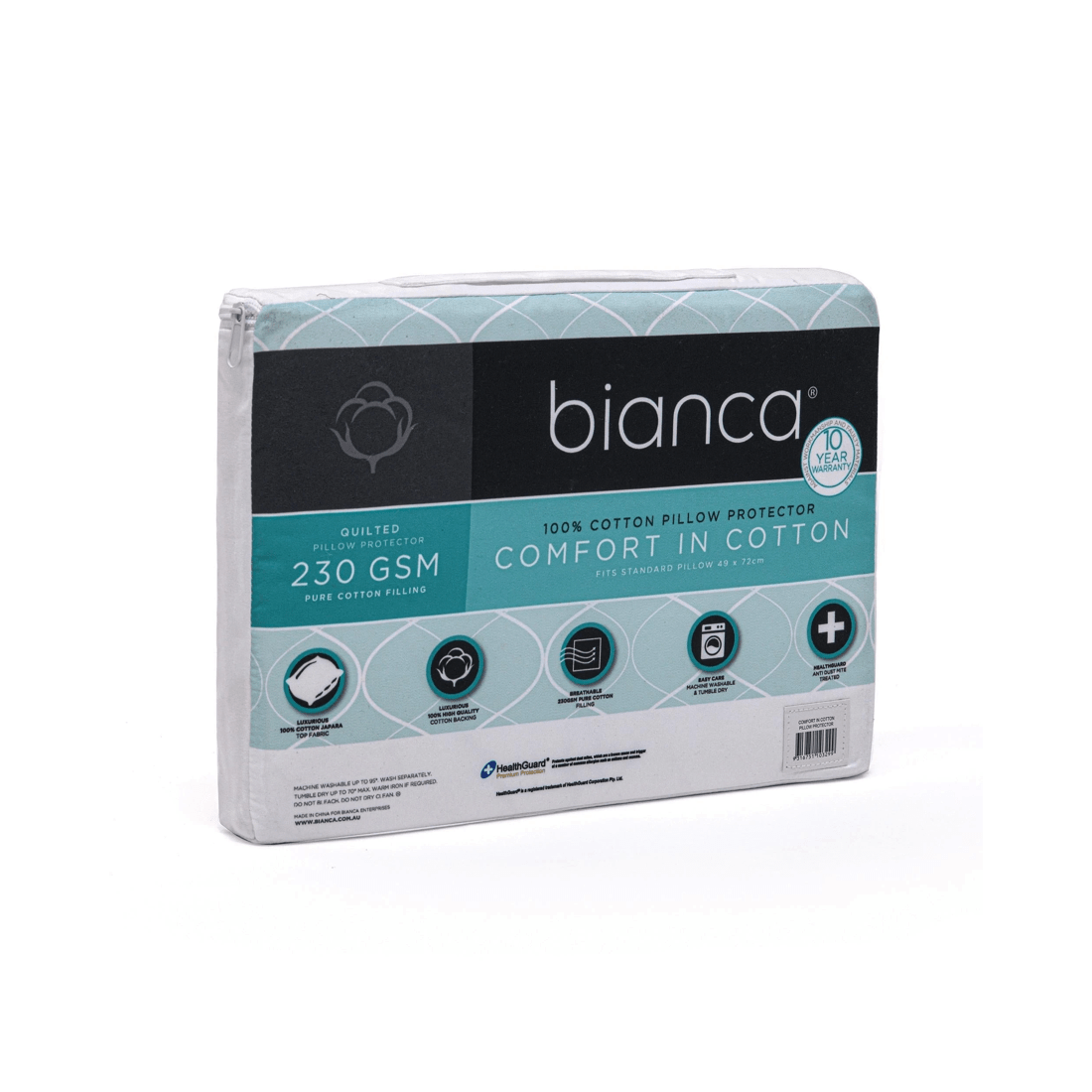 2 Bianca Bedding COMFORT IN COTTON QUILTED MATTRESS PROTECTOR - King - White, 2 of 3