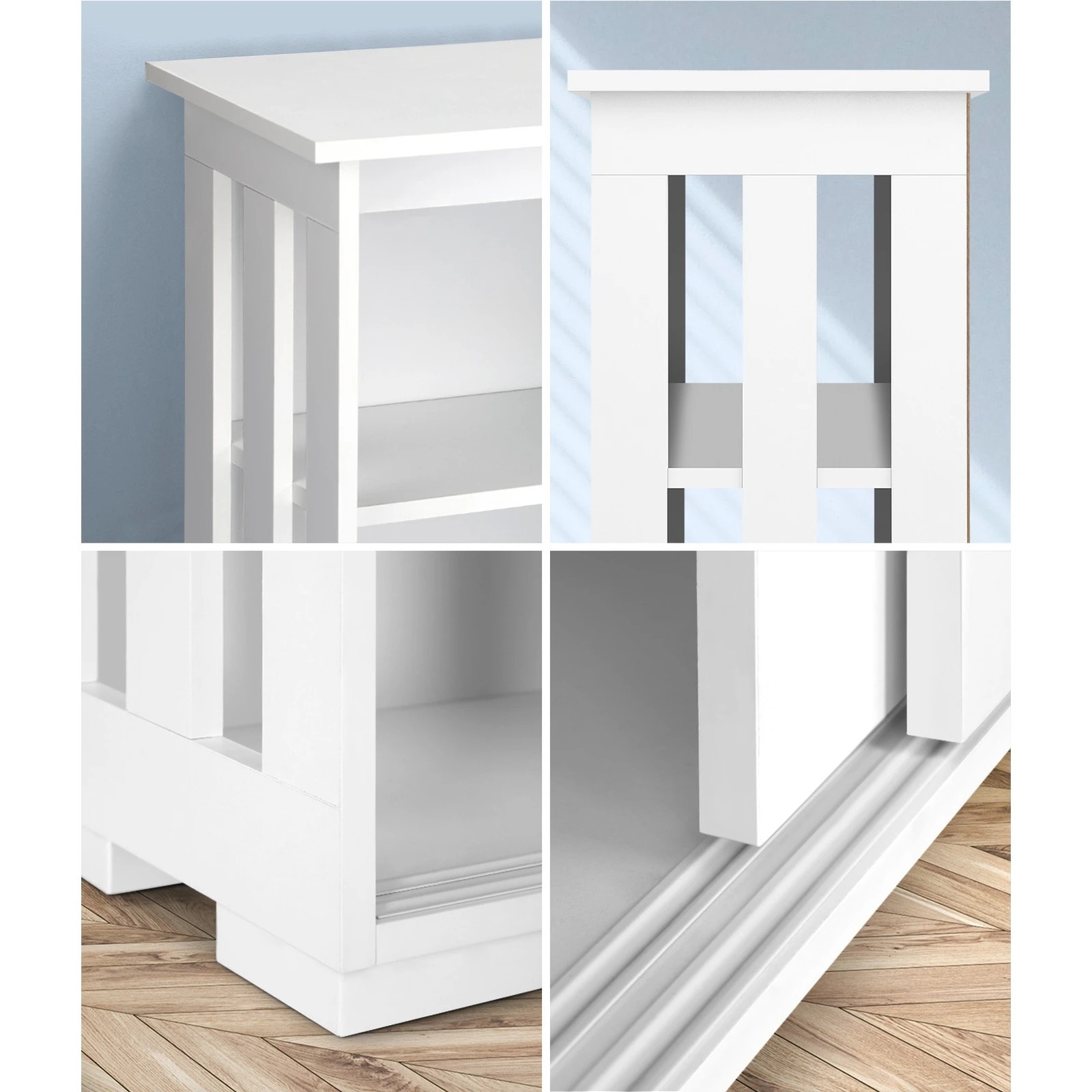 4 Oikiture Buffet Sideboard Cabinet Storage Cupboard Hallway Table
 - White, 4 of 10