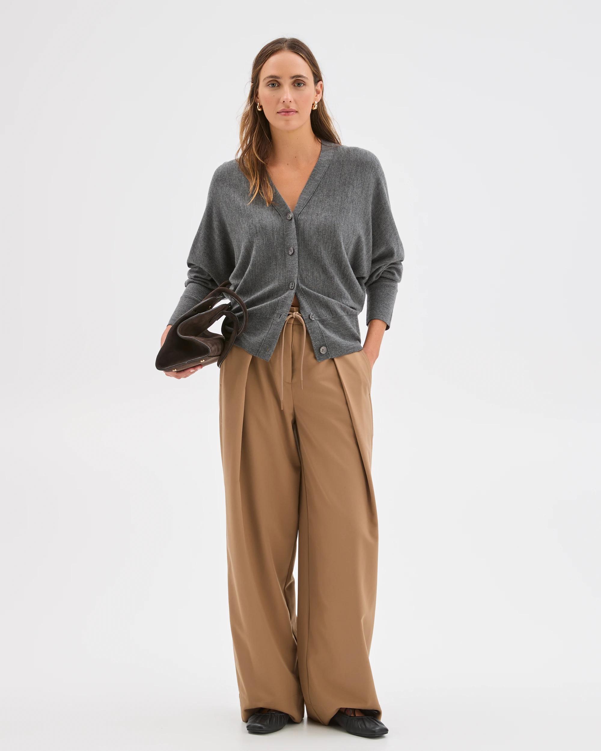 1 Preview Australian Merino Wool Batwing Cardigan CHARCOAL, 1 of 10