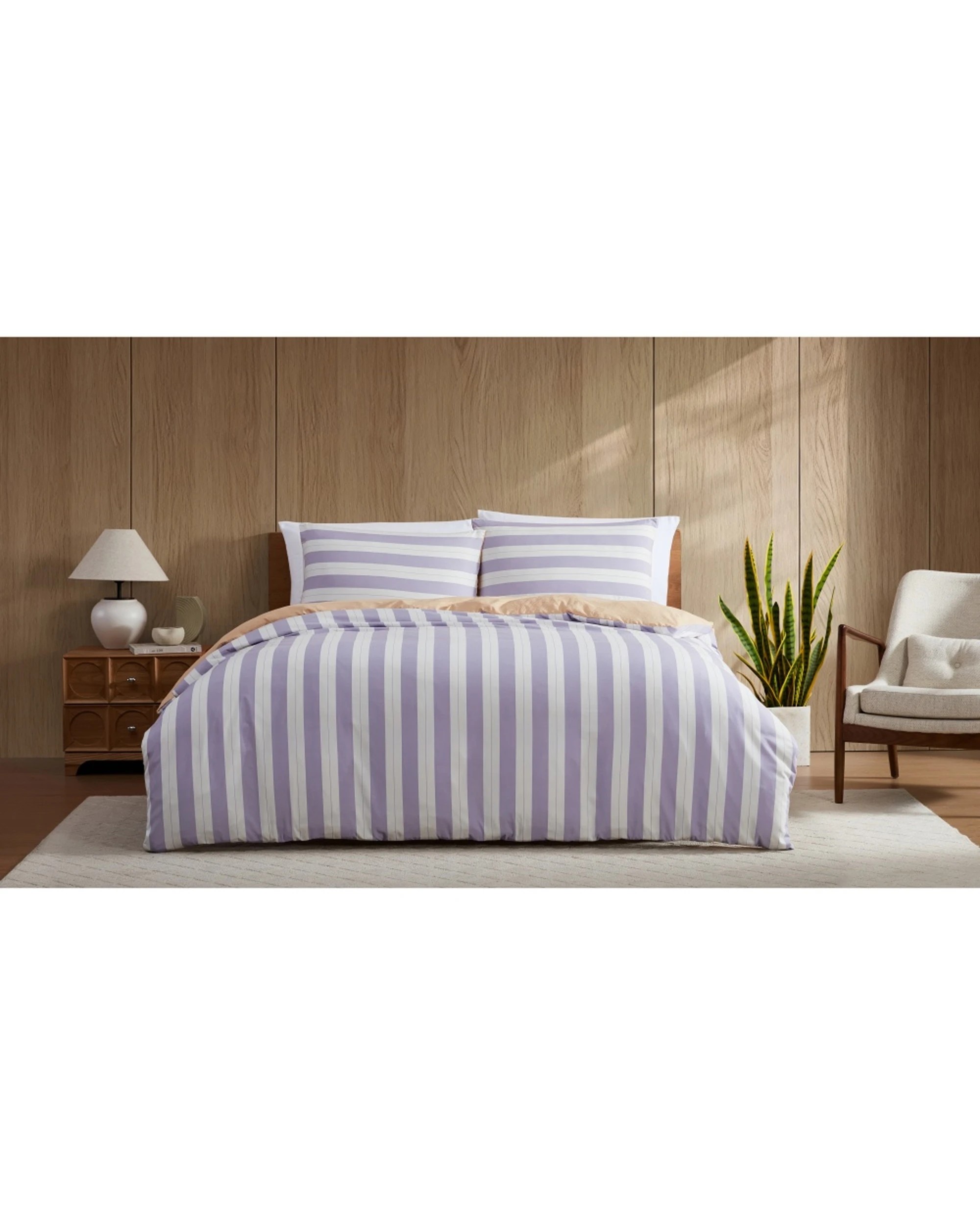 1 Ardor Eadie Stripe Reversible Quilt Cover Set Home Bedding Double Bed Periwinkle - Multi, 1 of 1