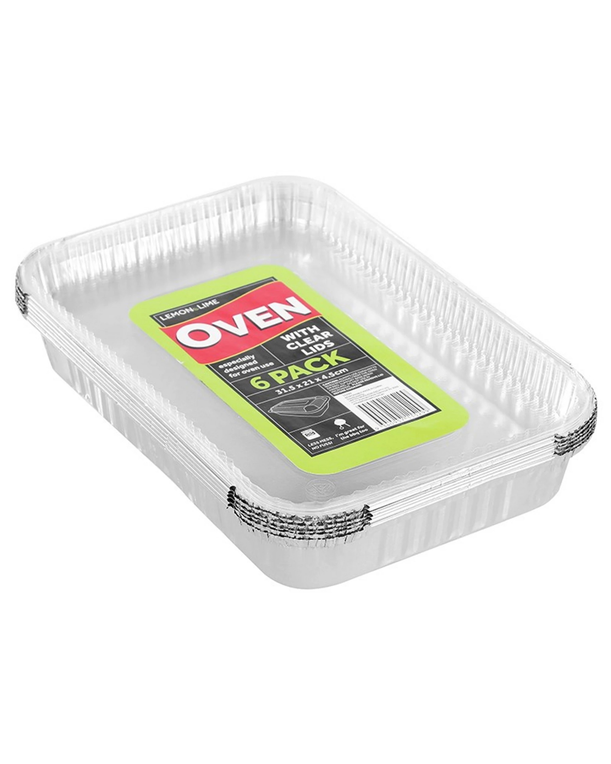 2 Lemon & Lime Foil Trays With Lids 31.5cm x 21cm x 4.5cm Pack of 6, 2 of 4