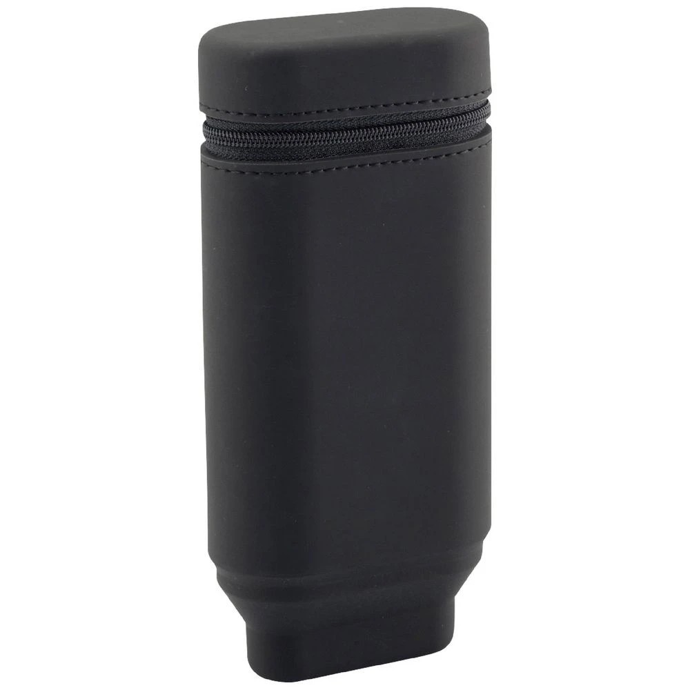 1 Smart Fit Single Zip Stand Up Oval Silicon Pencil Case Black, 1 of 2