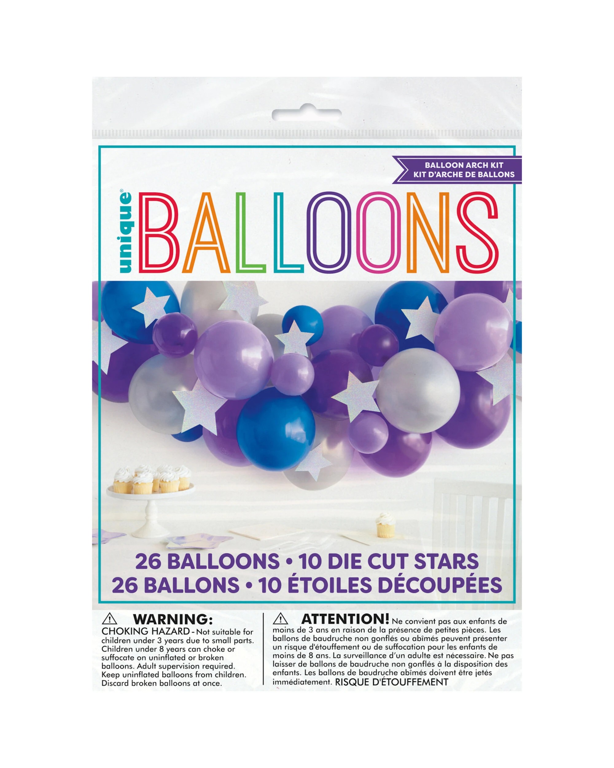 4 Unique Purple Galaxy Balloon Garland Kit - Purple, Blue, Silver, 4 of 5