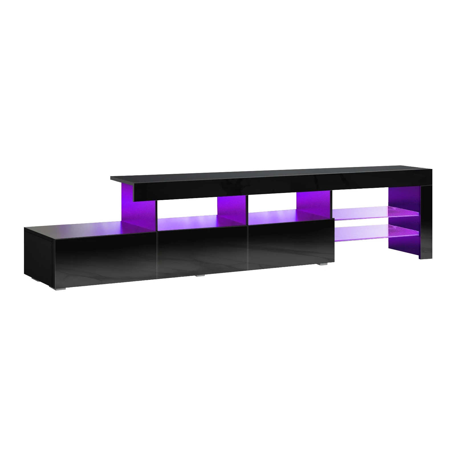 1 Oikiture Tv Cabinet Entertainment Unit Stand Rgb Led Gloss 220cm
 - Black, 1 of 9