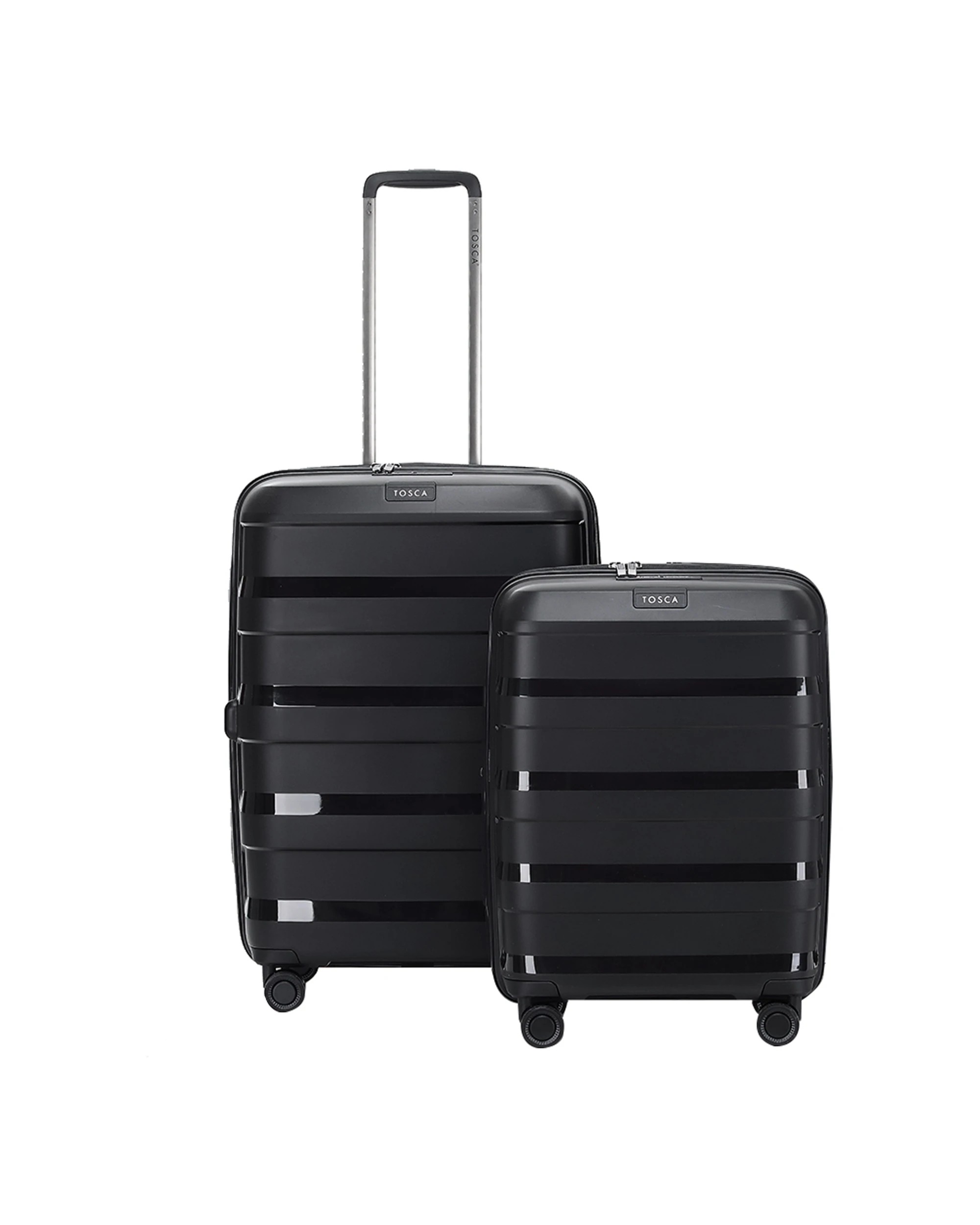 1 Tosca Comet 40L 20" & 88L 25" Hard Case Trolley Suitcase Combo - Black, 1 of 9