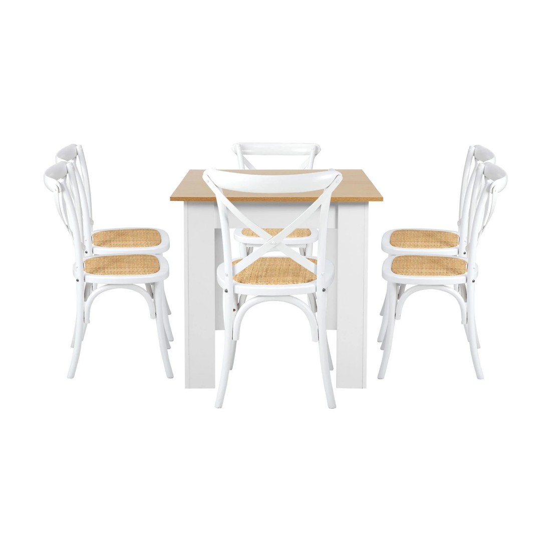 10 Oikiture 160cm Extendable Dining Table With 6pcs Dining Chairs Crossback
 - Multi, 10 of 10