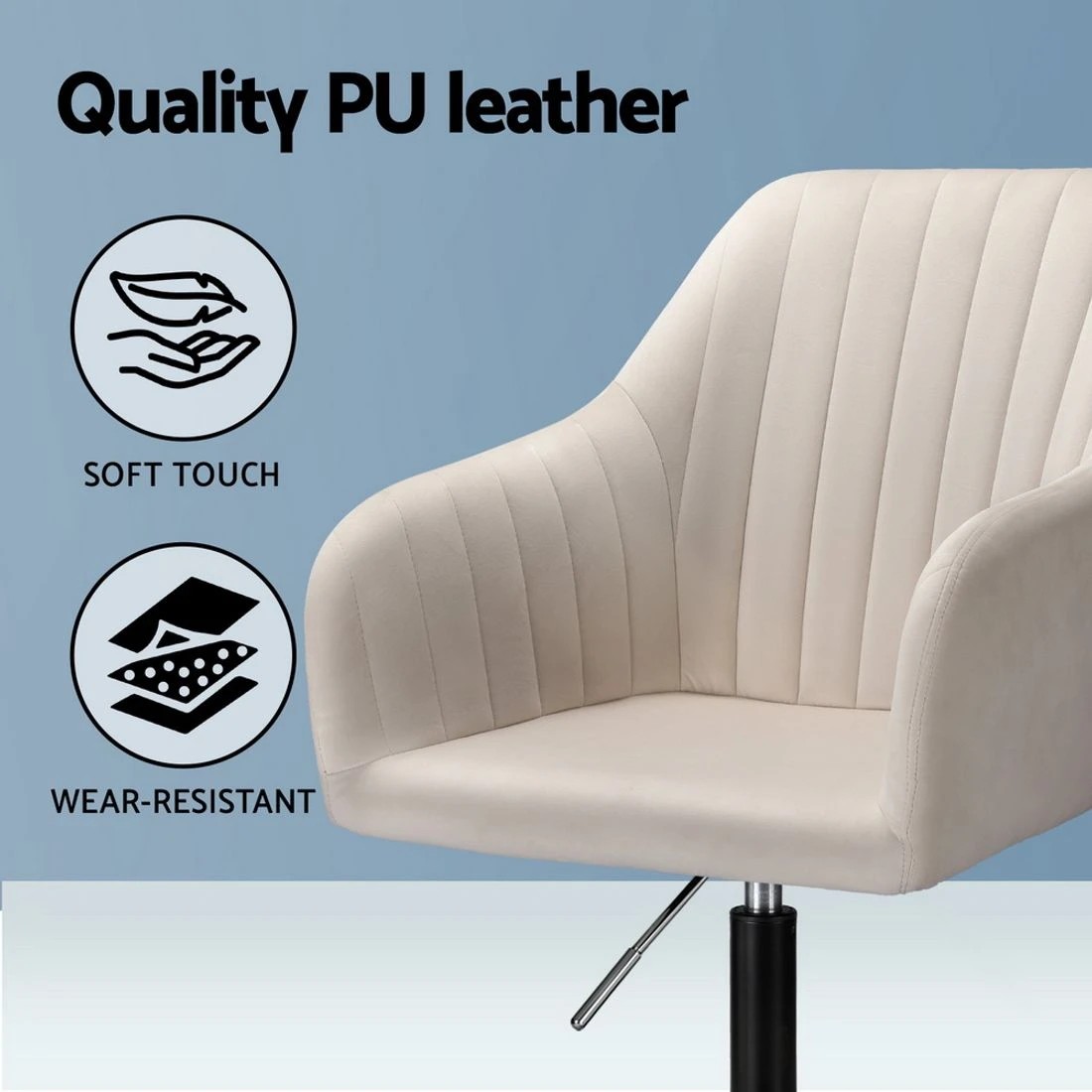 6 Artiss Office Chair Velvet Seat Cream - Beige, 6 of 7