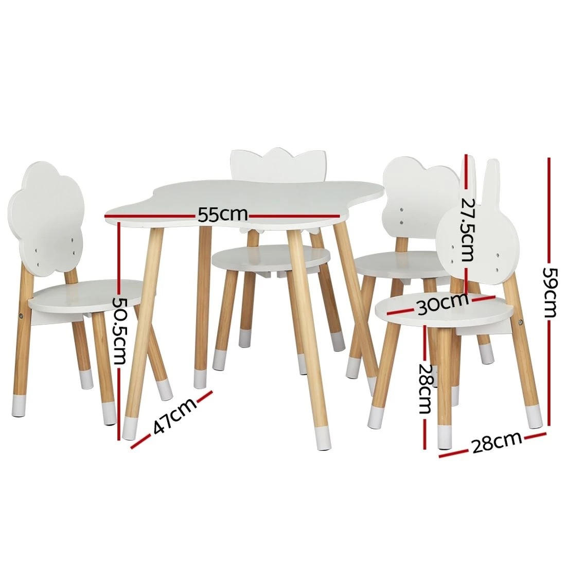 3 Keezi 5PCS Kids Table and Chairs Set Children Activity Study Play Desk - White, 3 of 7