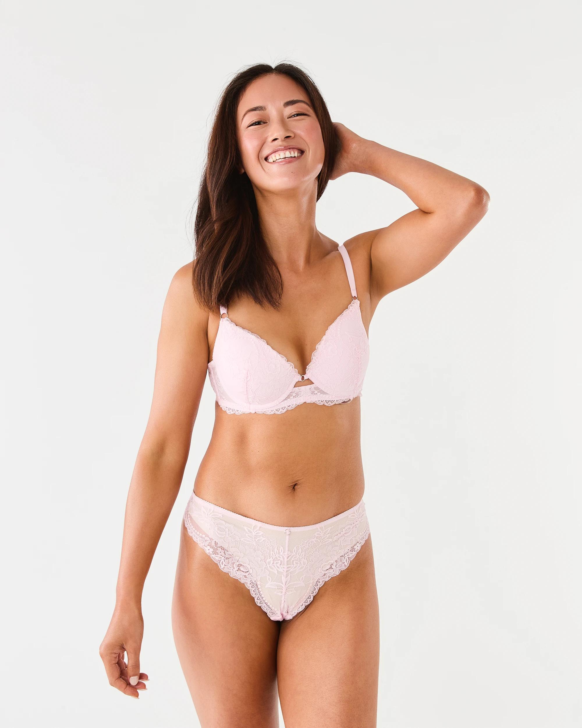 4 Co-ordinated Lace Cheeky Bikini Briefs Bllet Pink, 4 of 4