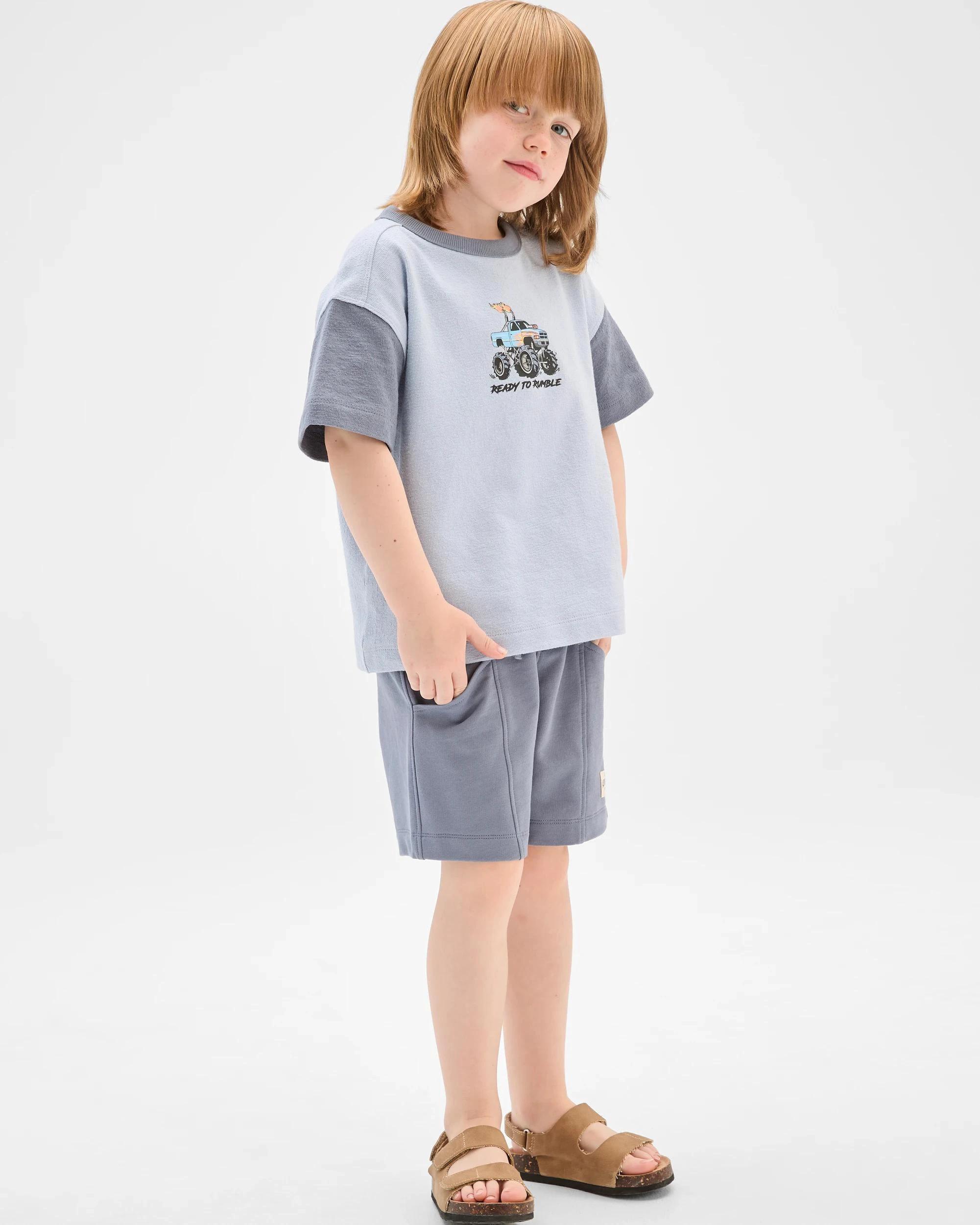 1 Target Australian Cotton T-Shirt and Short 2 Piece Set BLUE, 1 of 6