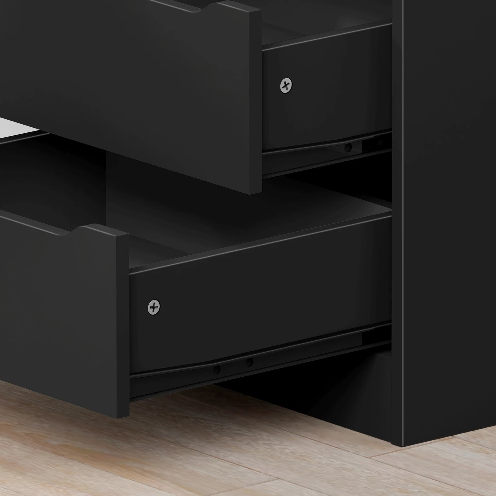 4 Alfordson Chest of 2 Drawers Office Storage Cabinet Tallboy Bedroom - Black, 4 of 10