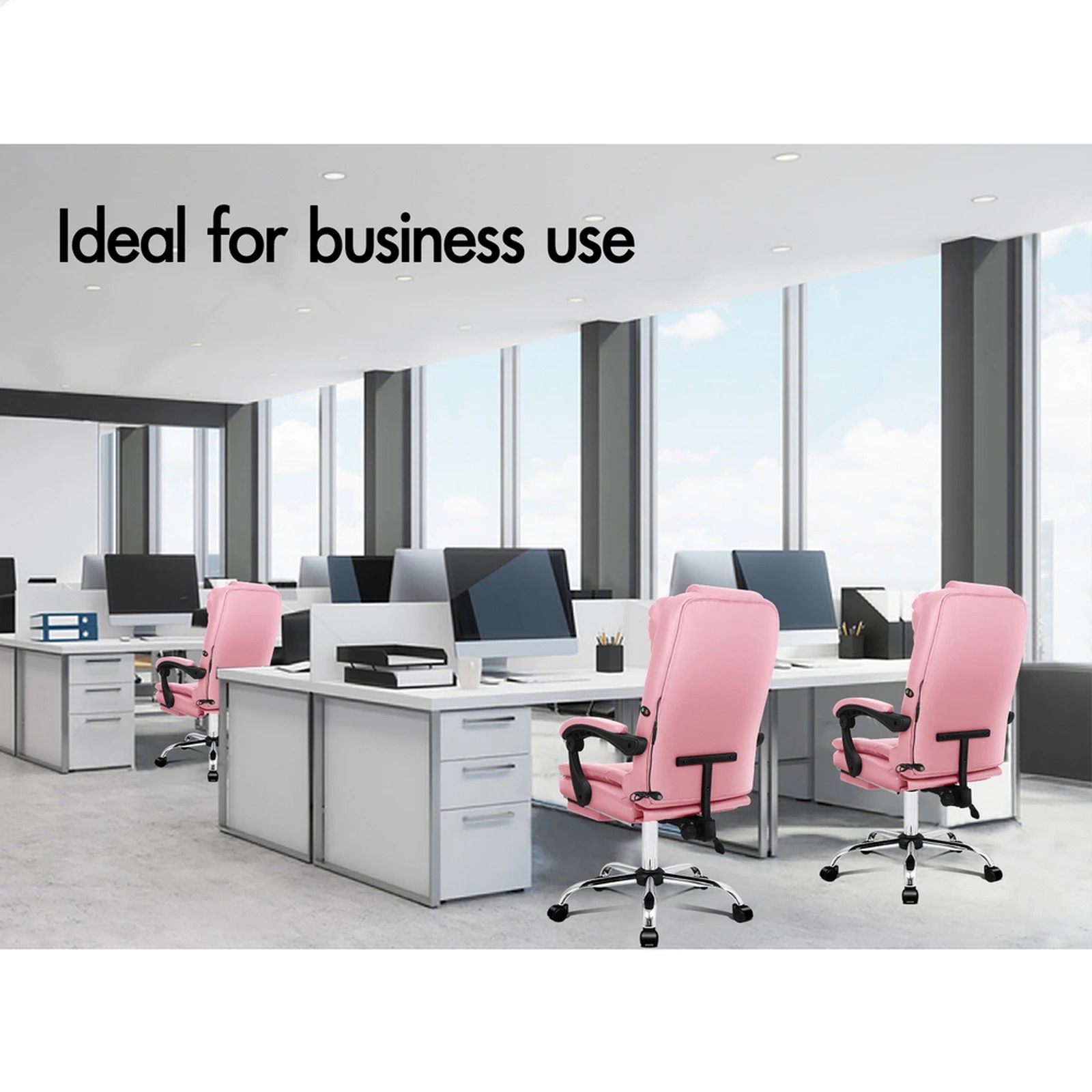 7 Alfordson Massage Office Chair Gaming Seat Executive Racing Leather Computer - Pink, 7 of 10