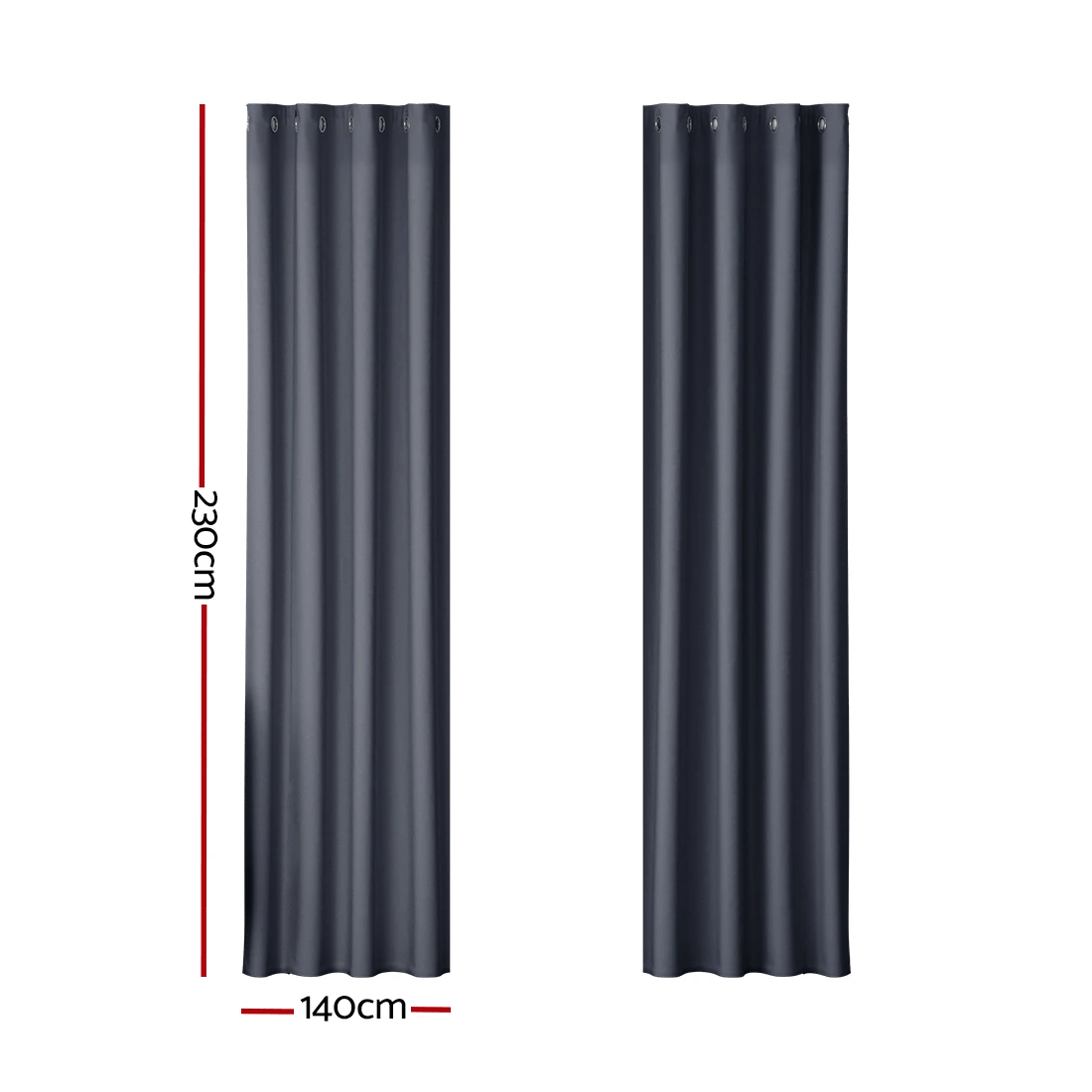 2 Artiss 2X Blockout Curtains Eyelet 140x230cm - Black, 2 of 6