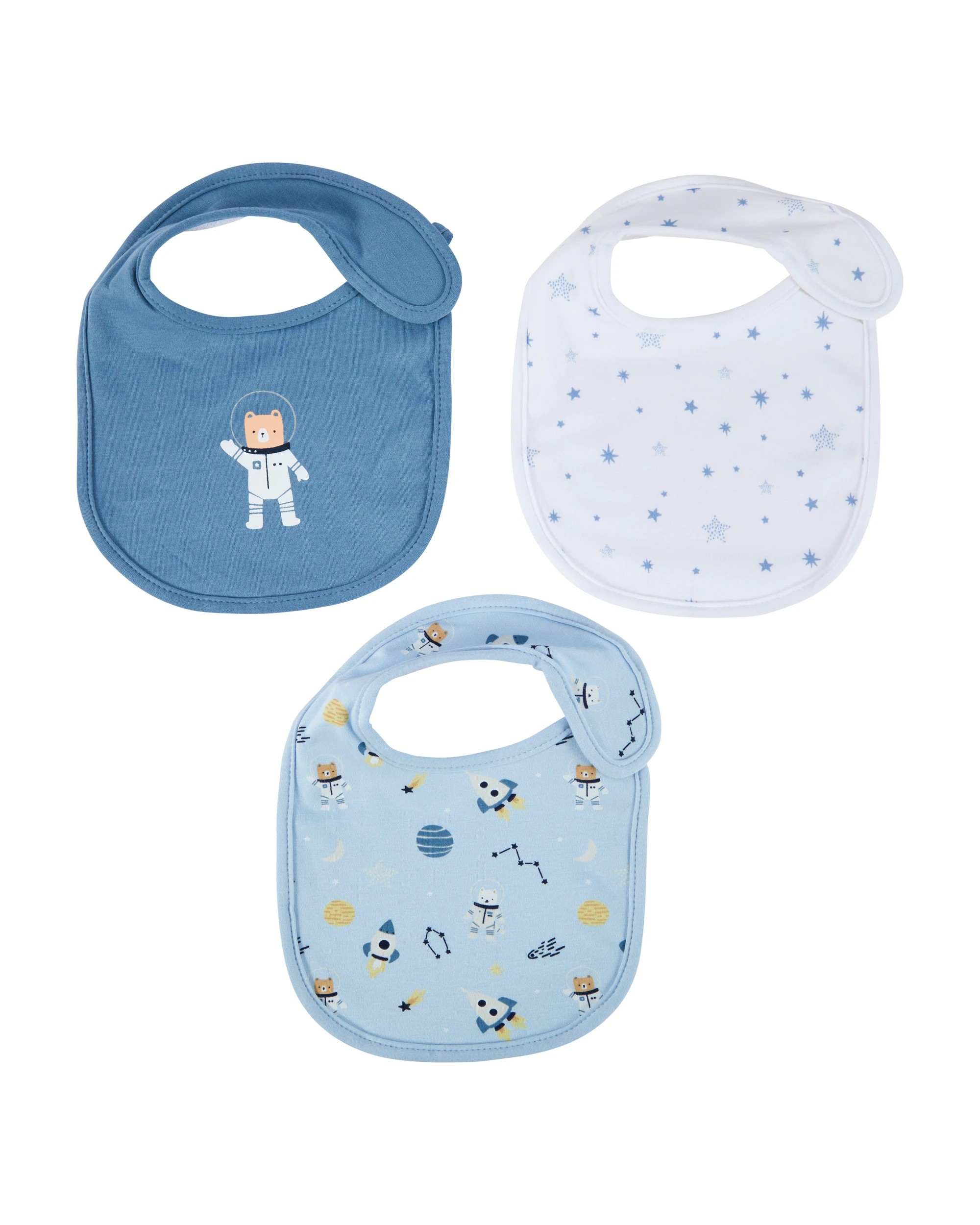 1 3 Pack Organic Cotton Bibs - Space, 1 of 5