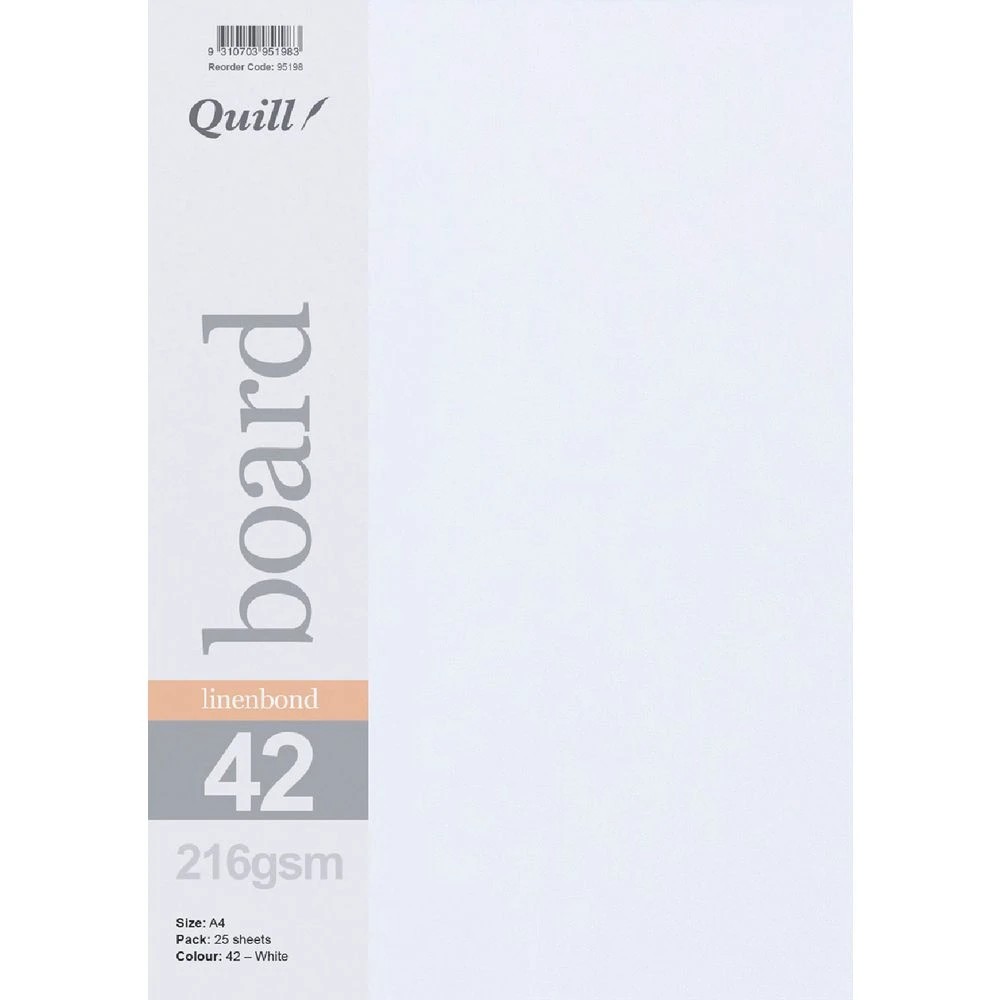 1 Quill A4 Linen Bond Board White 25 Pack, 1 of 1
