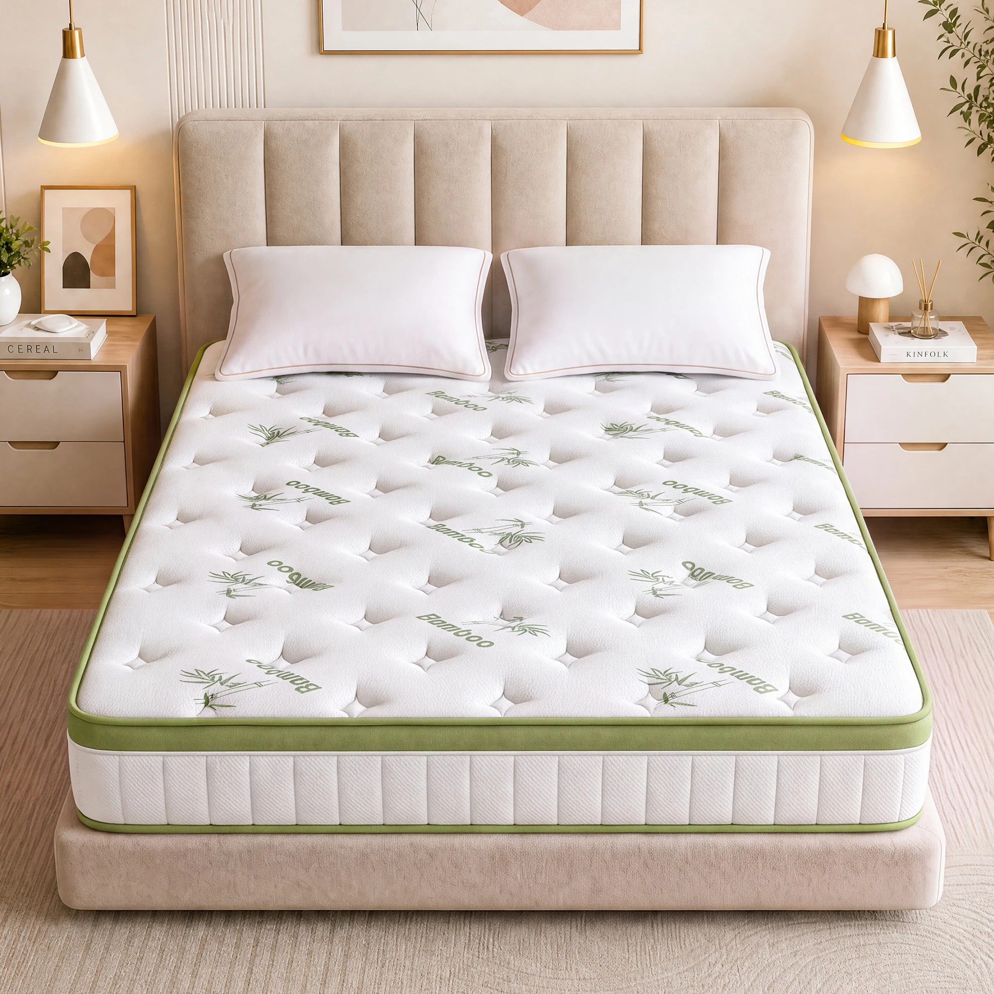 2 Advwin 25CM Hybrid Mattress with Memory Foam & Individual Pocket Springs Queen Size - White, 2 of 7