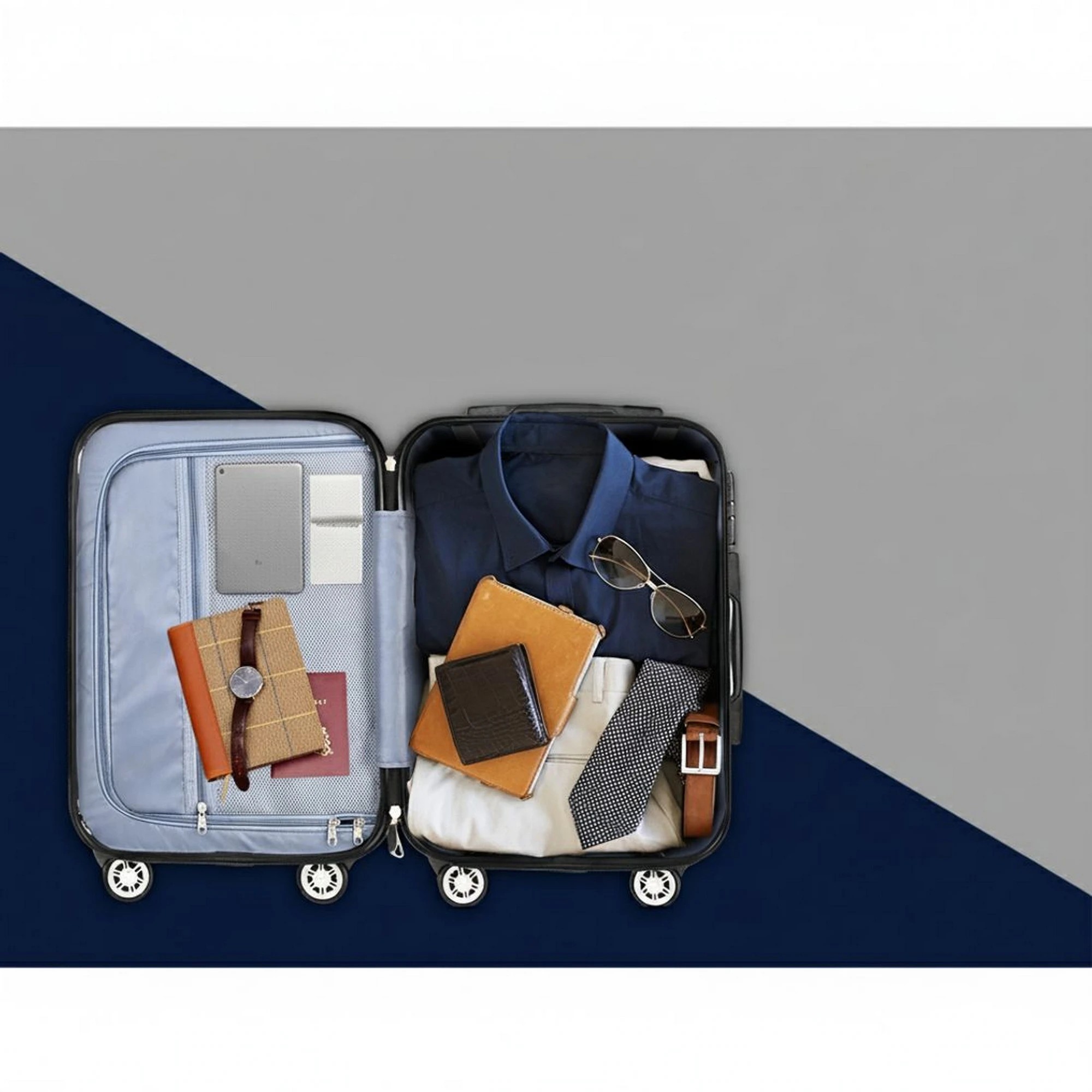 7 Wanderlite 20" 55cm Luggage Trolley Travel Suitcase Set Hard Case Lightweight Strap - Black, 7 of 8
