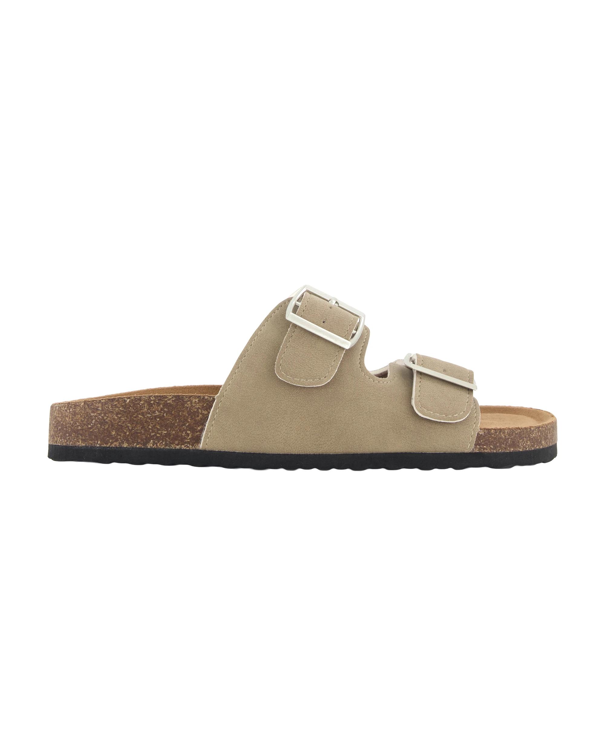 1 Double Buckle Footbed Slides Oat Beige, 1 of 3