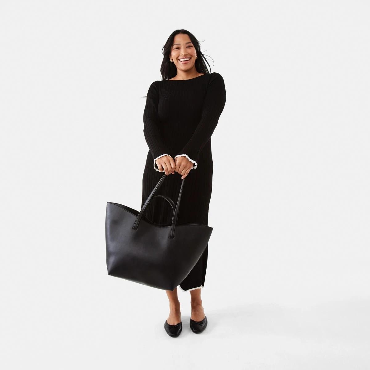 6 Curved Tote Bag BLACK, 6 of 10